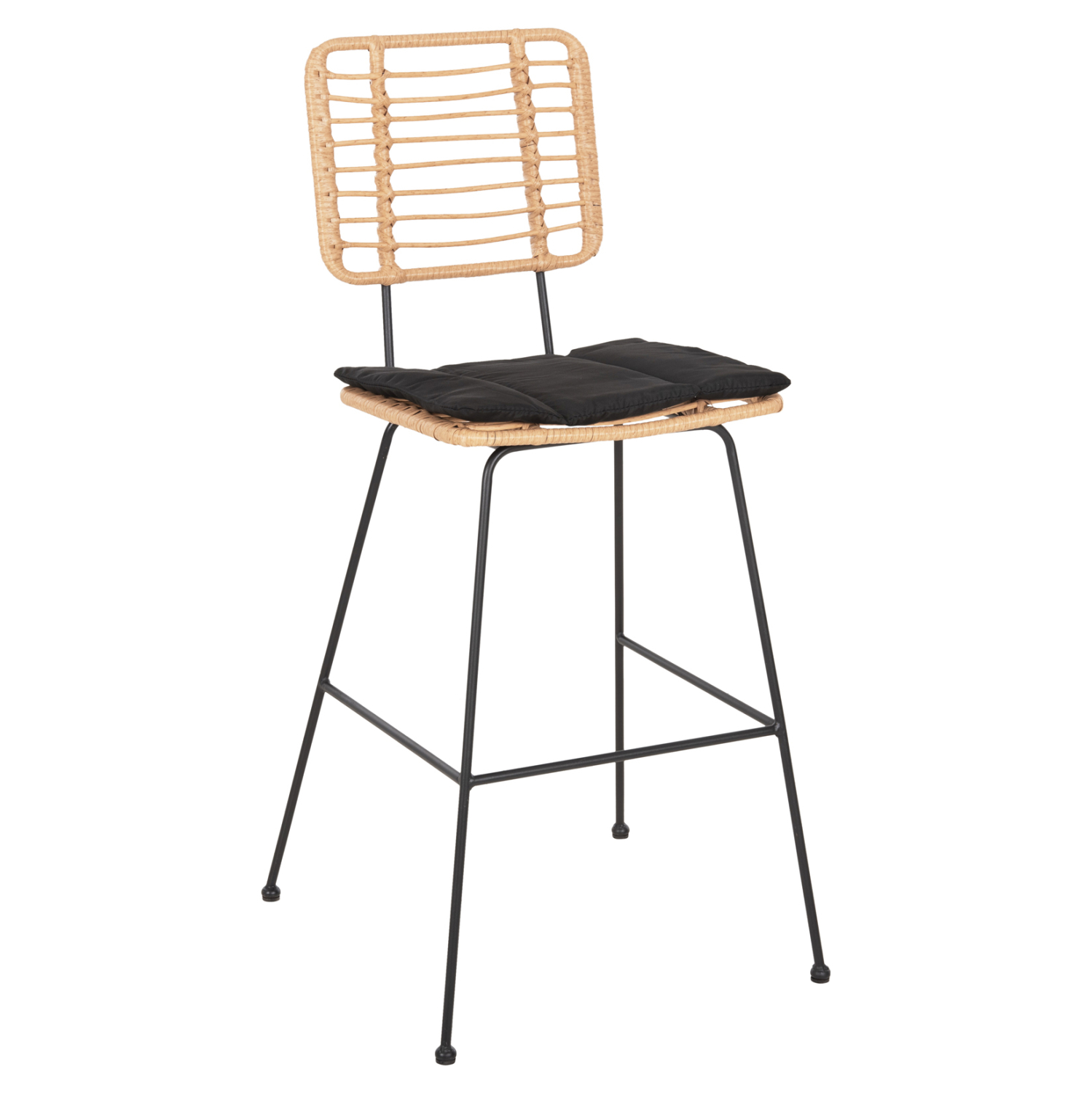 ΣΚΑΜΠΟ ΜΠΑΡ ALLEGRA HM5455.11 ΜΕΤΑΛΛΟ&amp;ΜΑΞΙΛΑΡΙ ΜΑΥΡΟ-WICKER ΜΠΕΖ 56x59x116,5Υεκ. 1