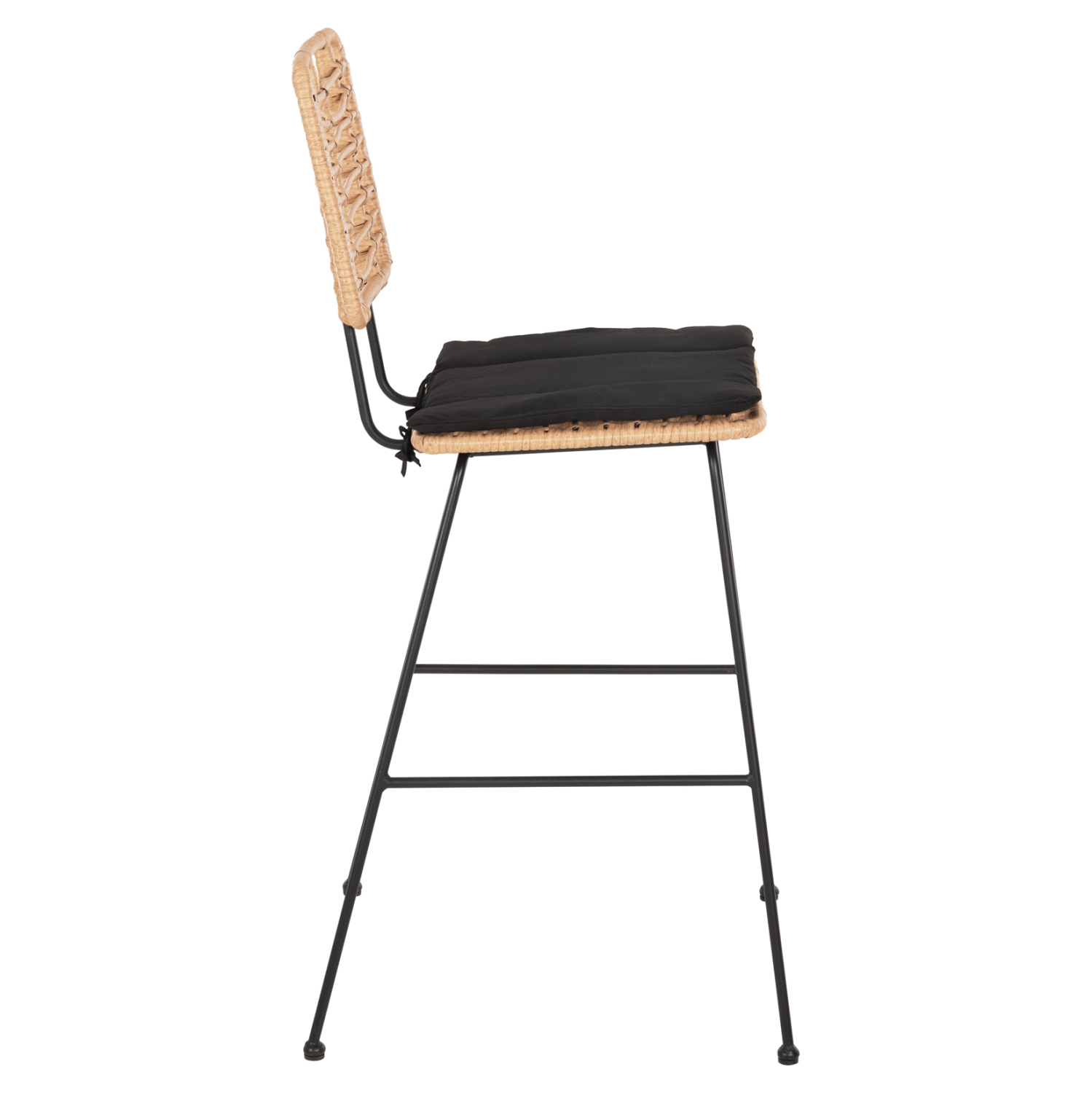 ΣΚΑΜΠΟ ΜΠΑΡ ALLEGRA HM5455.11 ΜΕΤΑΛΛΟ&amp;ΜΑΞΙΛΑΡΙ ΜΑΥΡΟ-WICKER ΜΠΕΖ 56x59x116,5Υεκ. 4