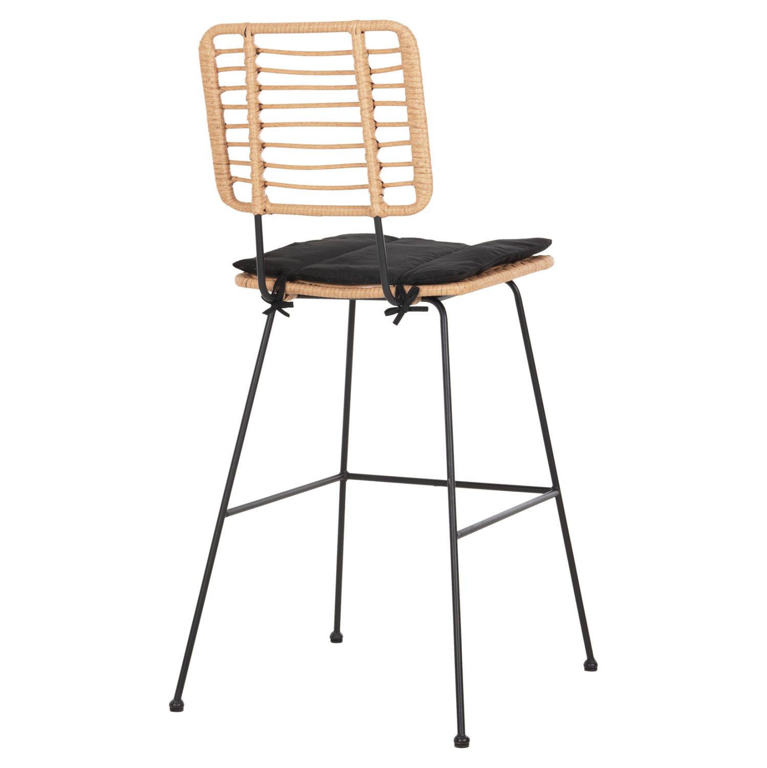 ΣΚΑΜΠΟ ΜΠΑΡ ALLEGRA HM5455.11 ΜΕΤΑΛΛΟ&amp;ΜΑΞΙΛΑΡΙ ΜΑΥΡΟ-WICKER ΜΠΕΖ 56x59x116,5Υεκ. 5