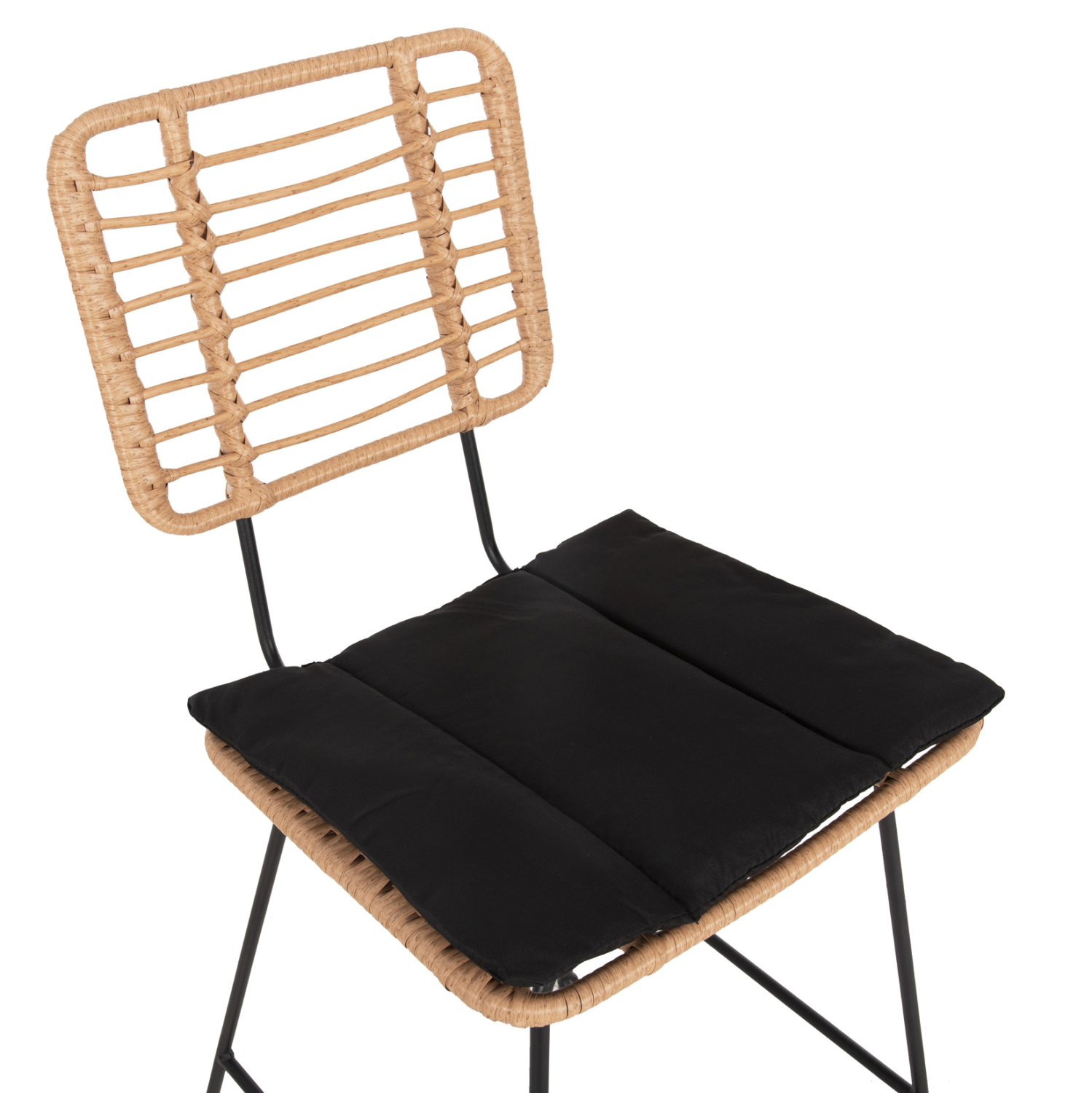 ΣΚΑΜΠΟ ΜΠΑΡ ALLEGRA HM5455.11 ΜΕΤΑΛΛΟ&amp;ΜΑΞΙΛΑΡΙ ΜΑΥΡΟ-WICKER ΜΠΕΖ 56x59x116,5Υεκ. 7