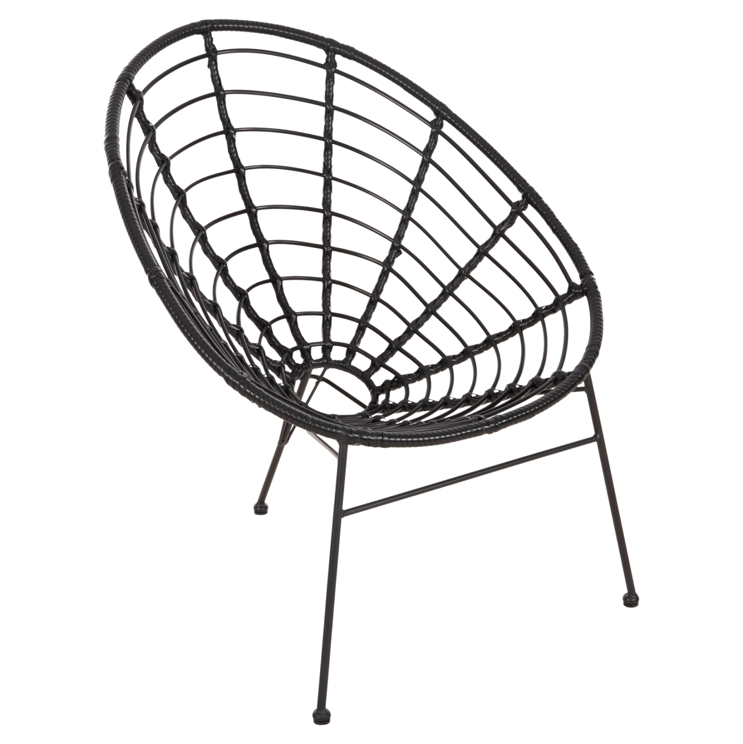ΠΟΛΥΘΡΟΝΑ ΤΥΠΟΥ ΦΩΛΙΑ ΜΕΤΑΛΛΙΚΗ ALLEGRA HM5458.12 ΜΕ WICKER-ΜΑΥΡΟ 73x78x88Υεκ. 1