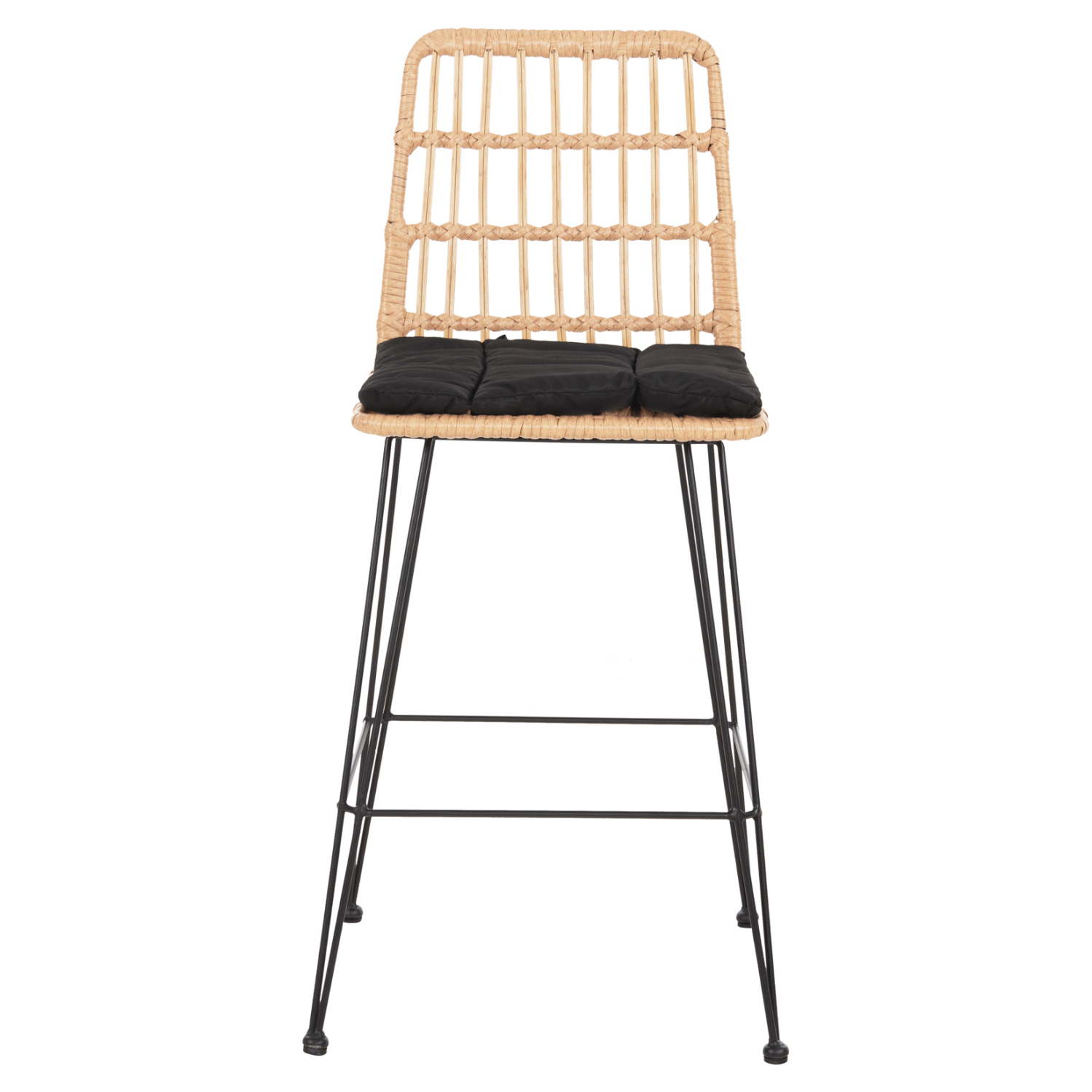 ΣΚΑΜΠΟ ΜΕΣ.ΥΨΟΥΣ ALLEGRA HM5643.11 ΜΕΤΑΛΛΟ&amp;ΜΑΞΙΛΑΡΙ ΜΑΥΡΟ-WICKER ΜΠΕΖ 50x55x103Υεκ. 3
