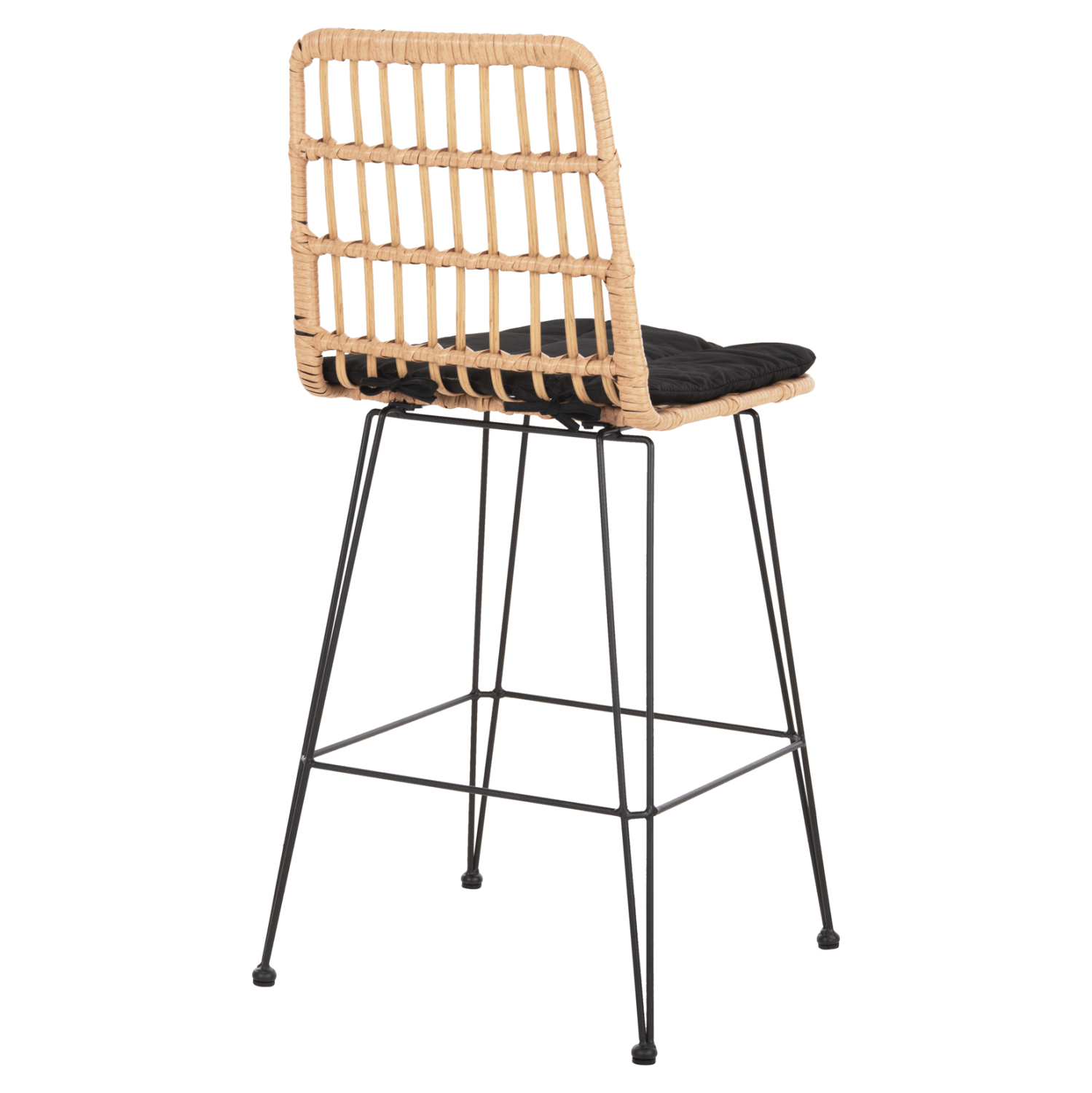 ΣΚΑΜΠΟ ΜΕΣ.ΥΨΟΥΣ ALLEGRA HM5643.11 ΜΕΤΑΛΛΟ&amp;ΜΑΞΙΛΑΡΙ ΜΑΥΡΟ-WICKER ΜΠΕΖ 50x55x103Υεκ. 5