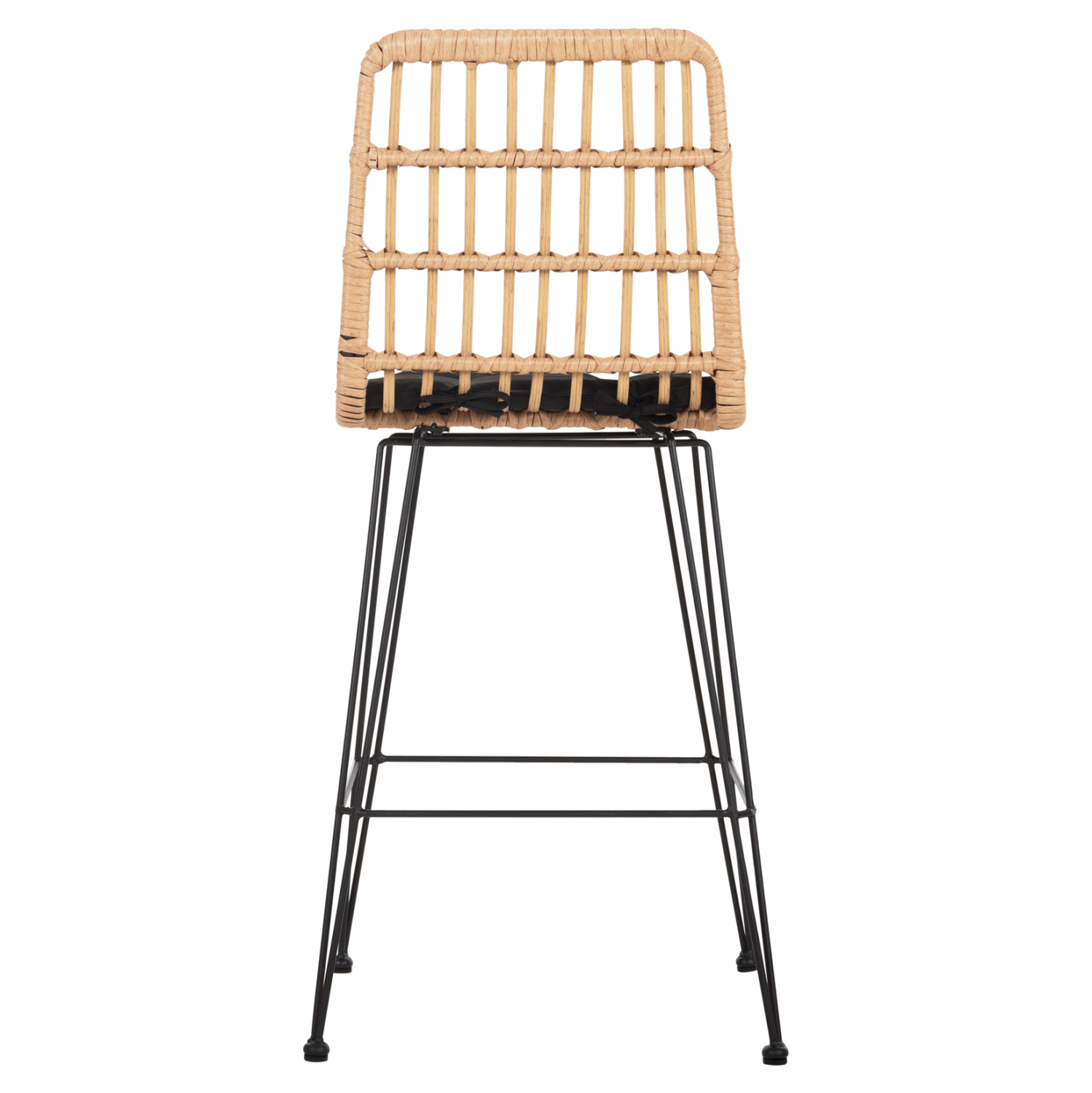ΣΚΑΜΠΟ ΜΕΣ.ΥΨΟΥΣ ALLEGRA HM5643.11 ΜΕΤΑΛΛΟ&amp;ΜΑΞΙΛΑΡΙ ΜΑΥΡΟ-WICKER ΜΠΕΖ 50x55x103Υεκ. 6