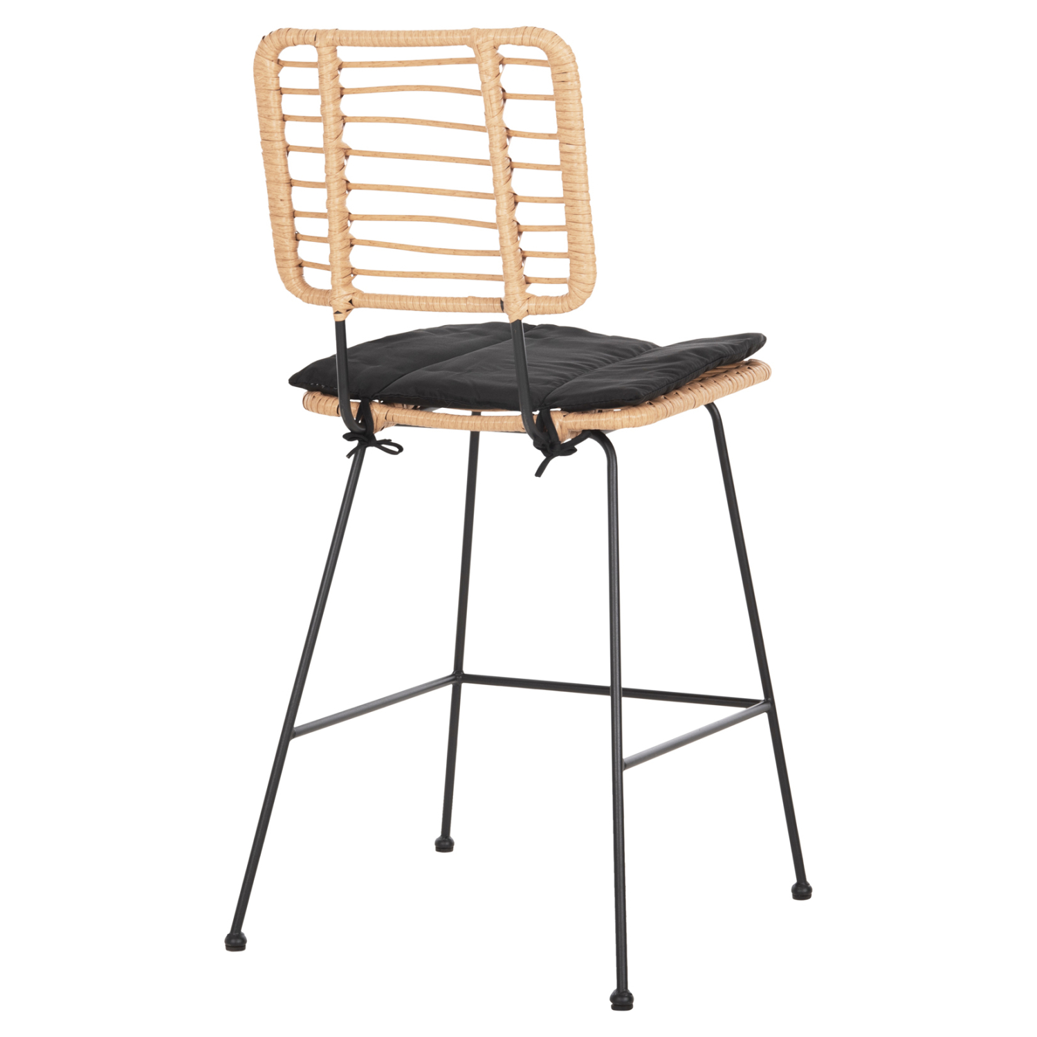 ΣΚΑΜΠΟ ΜΕΣ.ΥΨΟΥΣ ALLEGRA HM5644.11 ΜΕΤΑΛΛΟ&amp;ΜΑΞΙΛΑΡΙ ΜΑΥΡΟ-WICKER ΜΠΕΖ 53x56x107Υεκ. 5