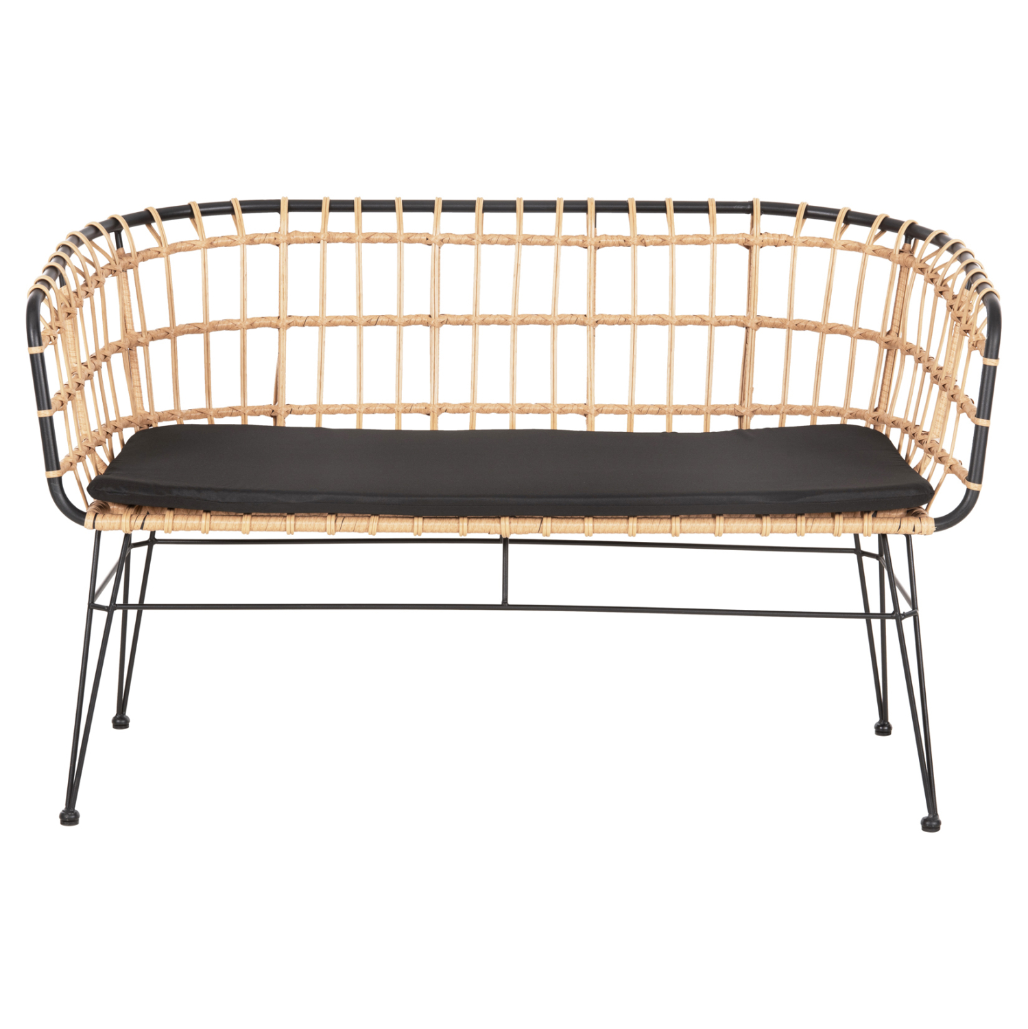 ΠΑΓΚΑΚΙ ΔΙΘΕΣΙΟ ALLEGRA HM5692.11 P.E.RATTAN ΜΠΕΖ-ΜΑΥΡΟΣ ΜΕΤΑΛ.ΣΚΕΛΕΤΟΣ 125x60x77Υεκ 3