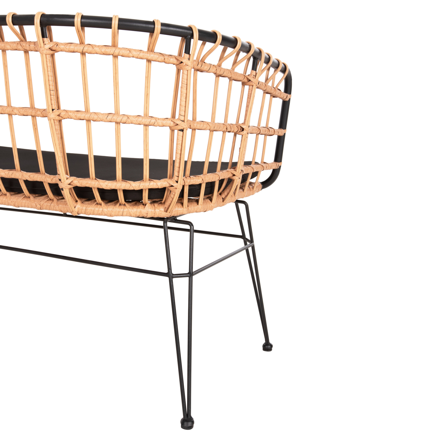 ΠΑΓΚΑΚΙ ΔΙΘΕΣΙΟ ALLEGRA HM5692.11 P.E.RATTAN ΜΠΕΖ-ΜΑΥΡΟΣ ΜΕΤΑΛ.ΣΚΕΛΕΤΟΣ 125x60x77Υεκ 8