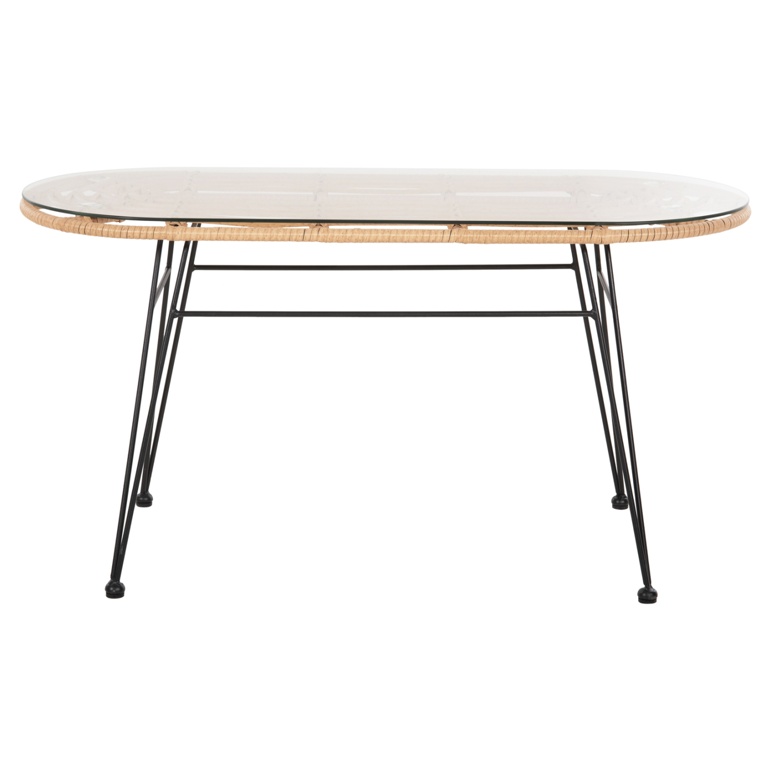 ΤΡΑΠΕΖΙ ΟΒΑΛ ΧΑΜΗΛΟ ALLEGRA ΜΠΕΖ WICKER-ΜΑΥΡΟ ΜΕΤΑΛΛΟ 100x45x51,5Υεκ. 3