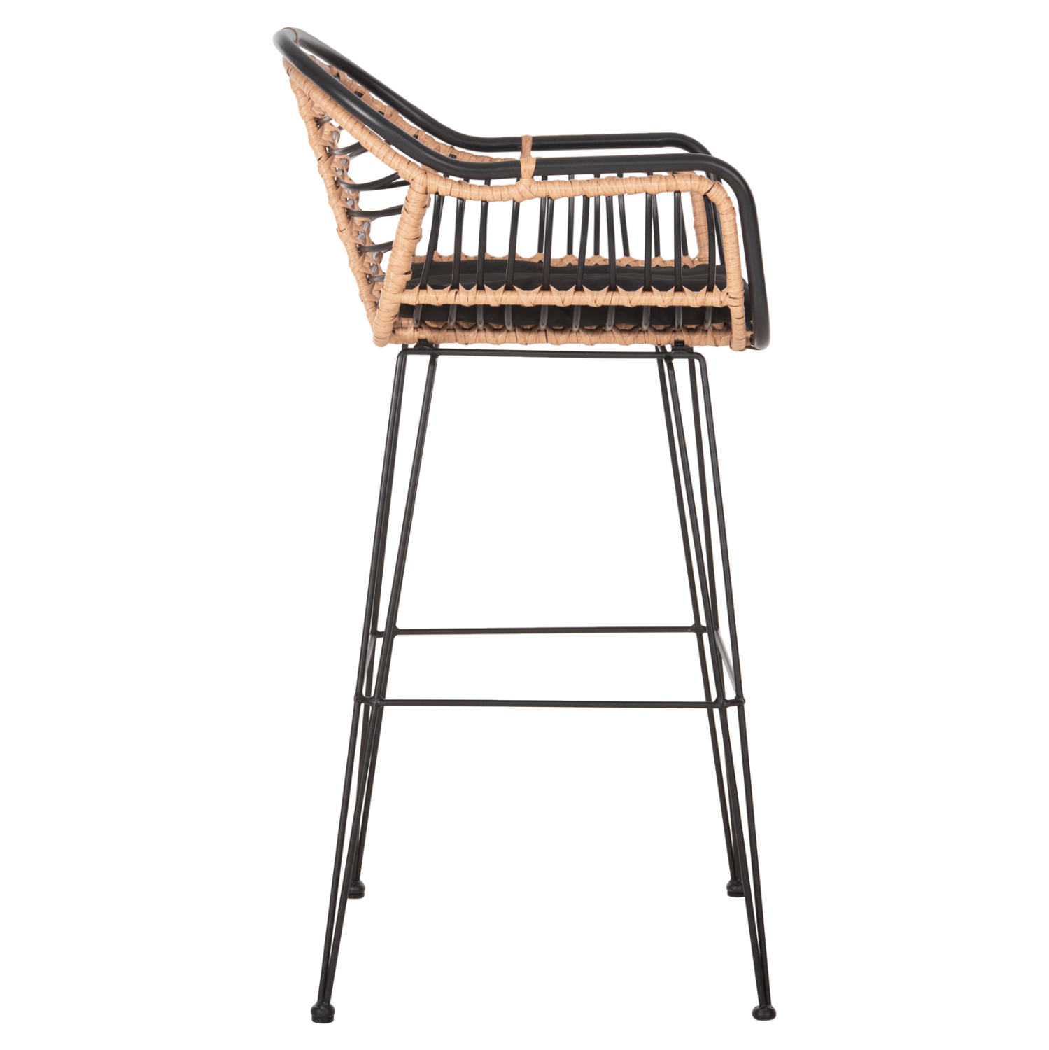 ΣΚΑΜΠΟ ΜΠΑΡ ALLEGRA HM5690.11 ΜΕΤΑΛΛΟ&amp;ΜΑΞΙΛΑΡΙ ΜΑΥΡΟ-WICKER ΜΠΕΖ 55x54x108Υεκ. 4