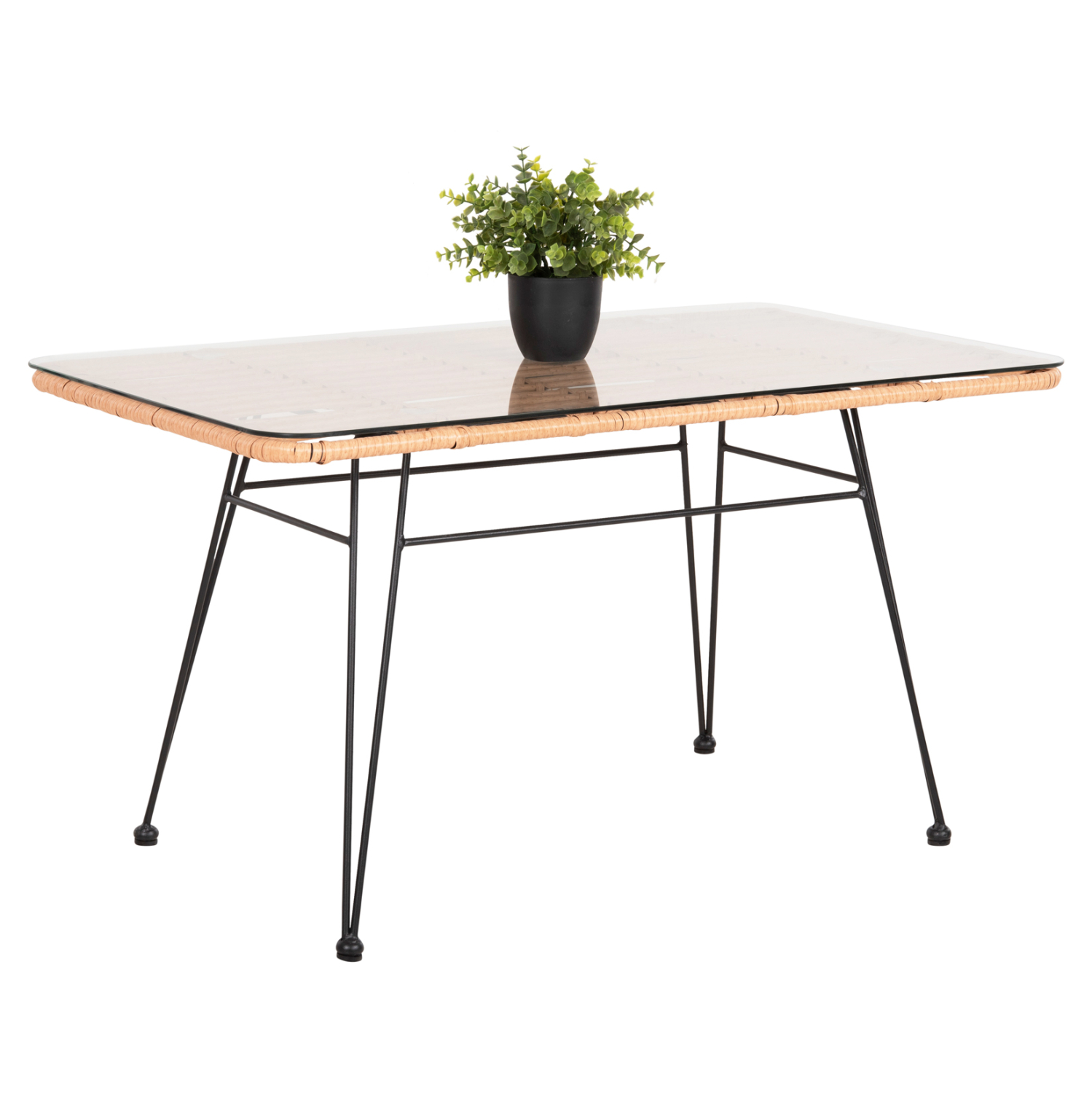 ΤΡΑΠΕΖΙ ΕΞ.ΧΩΡΟΥ ΧΑΜΗΛΟ ALLEGRA ΜΑΥΡΟ ΜΕΤΑΛΛΟ-ΜΠΕΖ WICKER 95X55X51.5Yεκ. 1