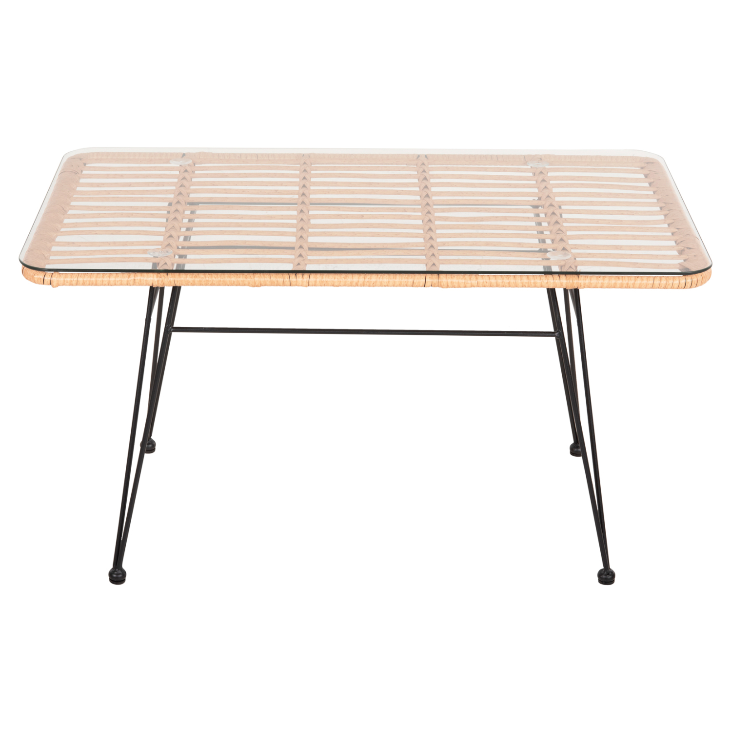 ΤΡΑΠΕΖΙ ΕΞ.ΧΩΡΟΥ ΧΑΜΗΛΟ ALLEGRA ΜΑΥΡΟ ΜΕΤΑΛΛΟ-ΜΠΕΖ WICKER 95X55X51.5Yεκ. 3