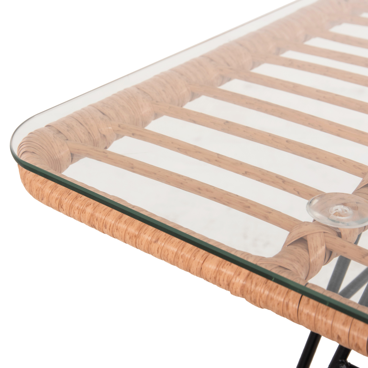 ΤΡΑΠΕΖΙ ΕΞ.ΧΩΡΟΥ ΧΑΜΗΛΟ ALLEGRA ΜΑΥΡΟ ΜΕΤΑΛΛΟ-ΜΠΕΖ WICKER 95X55X51.5Yεκ. 6