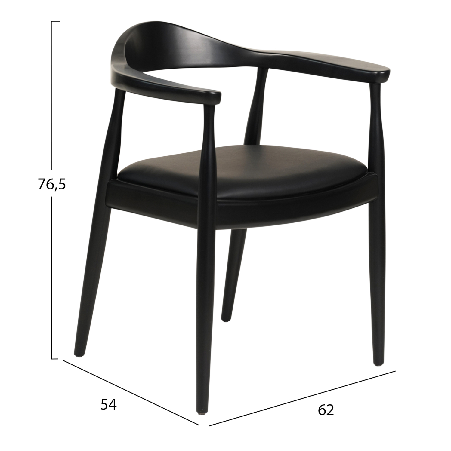 ΠΟΛΥΘΡΟΝΑ ΤΡΑΠΕΖΑΡΙΑΣ ADOR RUBBERWOOD ΚΑΙ PU-ΜΑΥΡΟ 62x54x76,5Υεκ 2