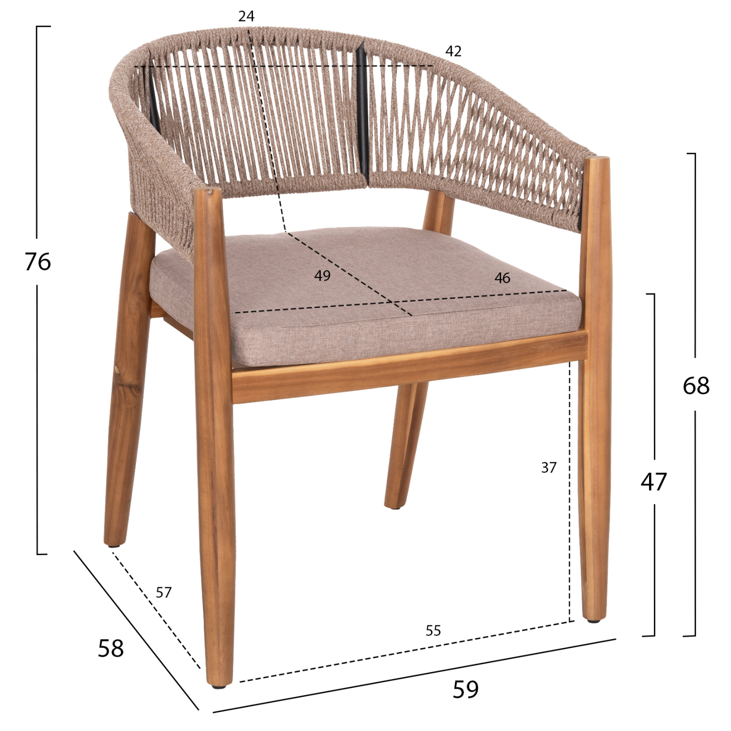 ΠΟΛΥΘΡΟΝΑ NAVAN ΞΥΛΟ ΑΚΑΚΙΑΣ ΦΥΣΙΚΟ-ΣΧΟΙΝΙ NYLON ΜΠΕΖ 59x58x76Υεκ. 2
