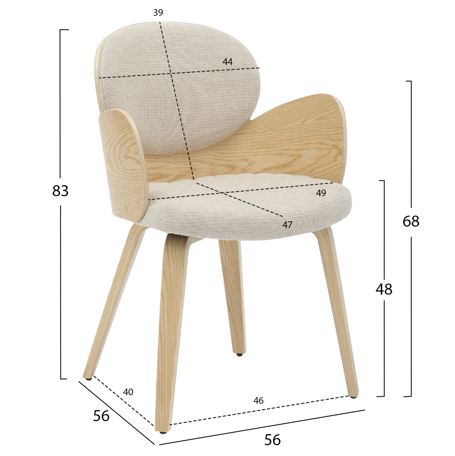 ΠΟΛΥΘΡΟΝΑΚΙ ΤΡΑΠΕΖΑΡΙΑΣ DARNELL OAK Κ.Π.-ΕΚΡΟΥ ΥΦΑΣΜΑ 56x56x83Υεκ. 2