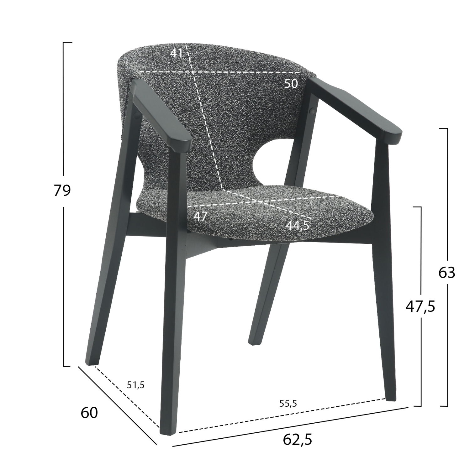 ΠΟΛΥΘΡΟΝΑ YEGER ΞΥΛΟ ΟΞΙΑΣ ΣΕ ΜΑΥΡΟ-ΣΚΟΥΡΟ ΓΚΡΙ ΥΦΑΣΜΑ 59x58x78Υεκ. 2