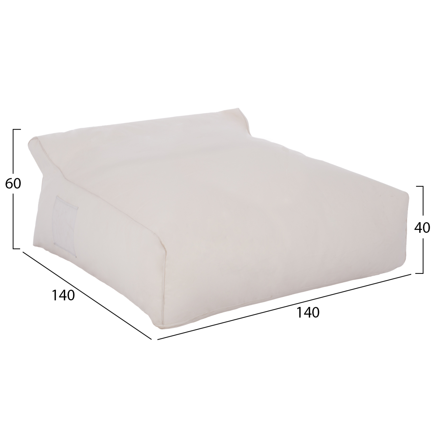 ΠΟΥΦ YAMIN 2ΑΤΟΜΩΝ ΜΕ TEXTILENE 600gr/m2 2X1 ΛΕΥΚΟ 140x140x40-60Υεκ. 2