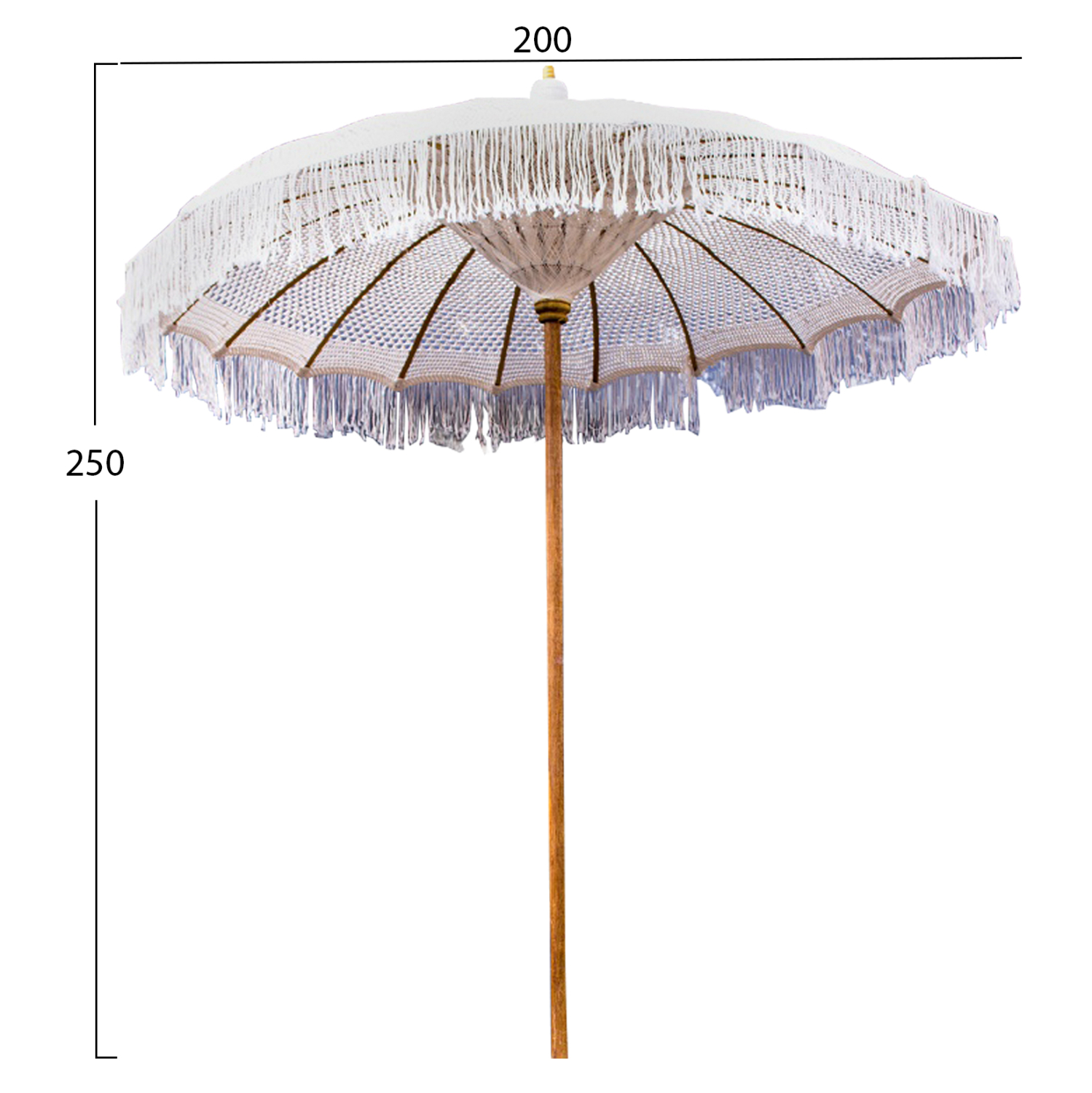 ΟΜΠΡΕΛΑ ΜΠΑΛΙΝΕΖΙΚΗ ΜΑΚΡΑΜΕ ΜΠΕΖ ΞΥΛO TEAK Φ200X250εκ. 2