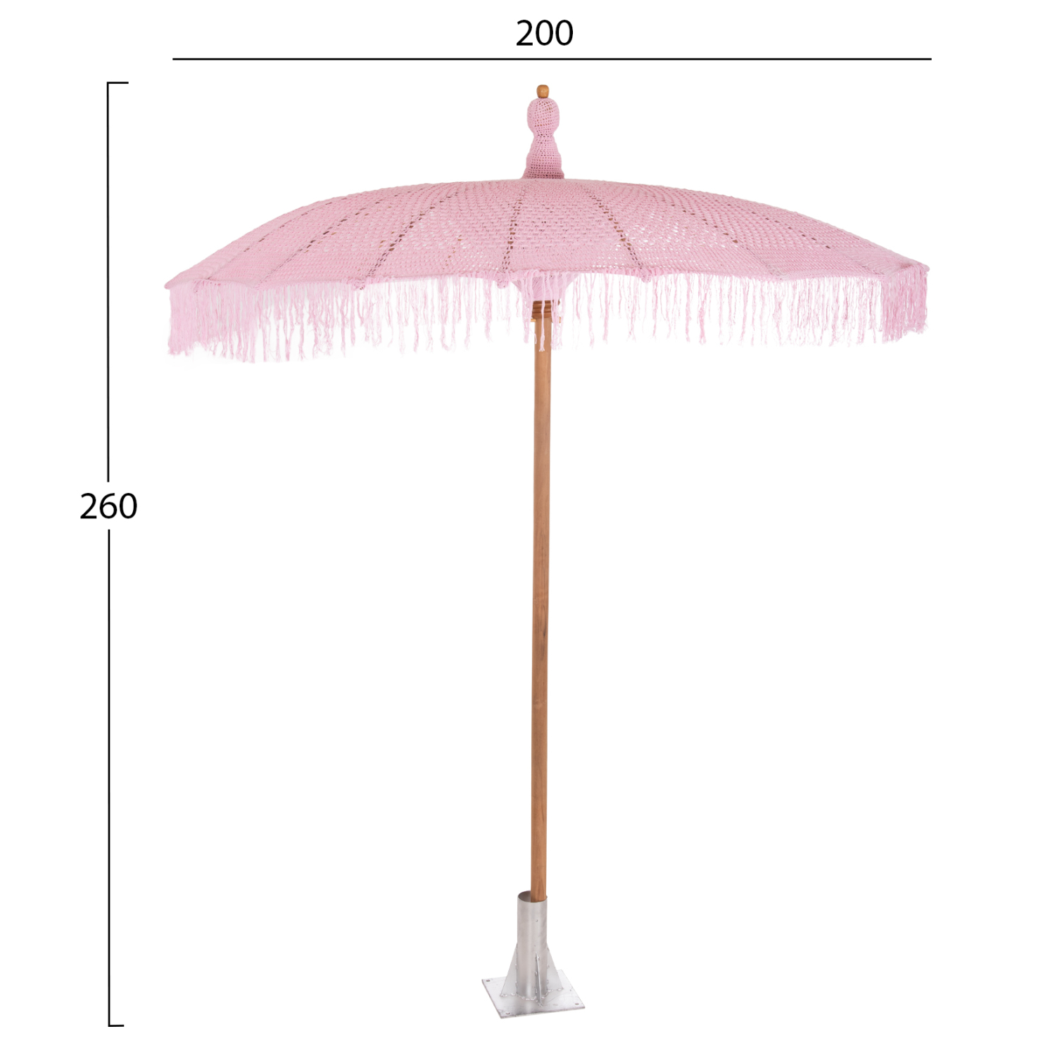 ΟΜΠΡΕΛΑ ΜΠΑΛΙΝΕΖΙΚΗ ΜΑΚΡΑΜΕ ΡΟΖ ΞΥΛO TEAK Φ200X260εκ. 2