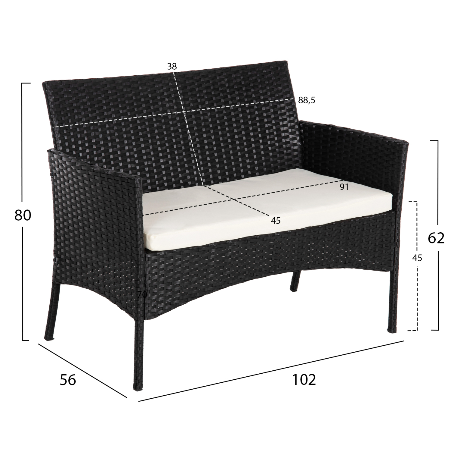 ΣΕΤ ΣΑΛΟΝΙ 4ΤΜΧ STASIA HM6089.04 ΣΥΝΘ.RATTAN ΜΑΥΡΟ-ΜΠΕΖ ΜΑΞΙΛΑΡΙΑ 3