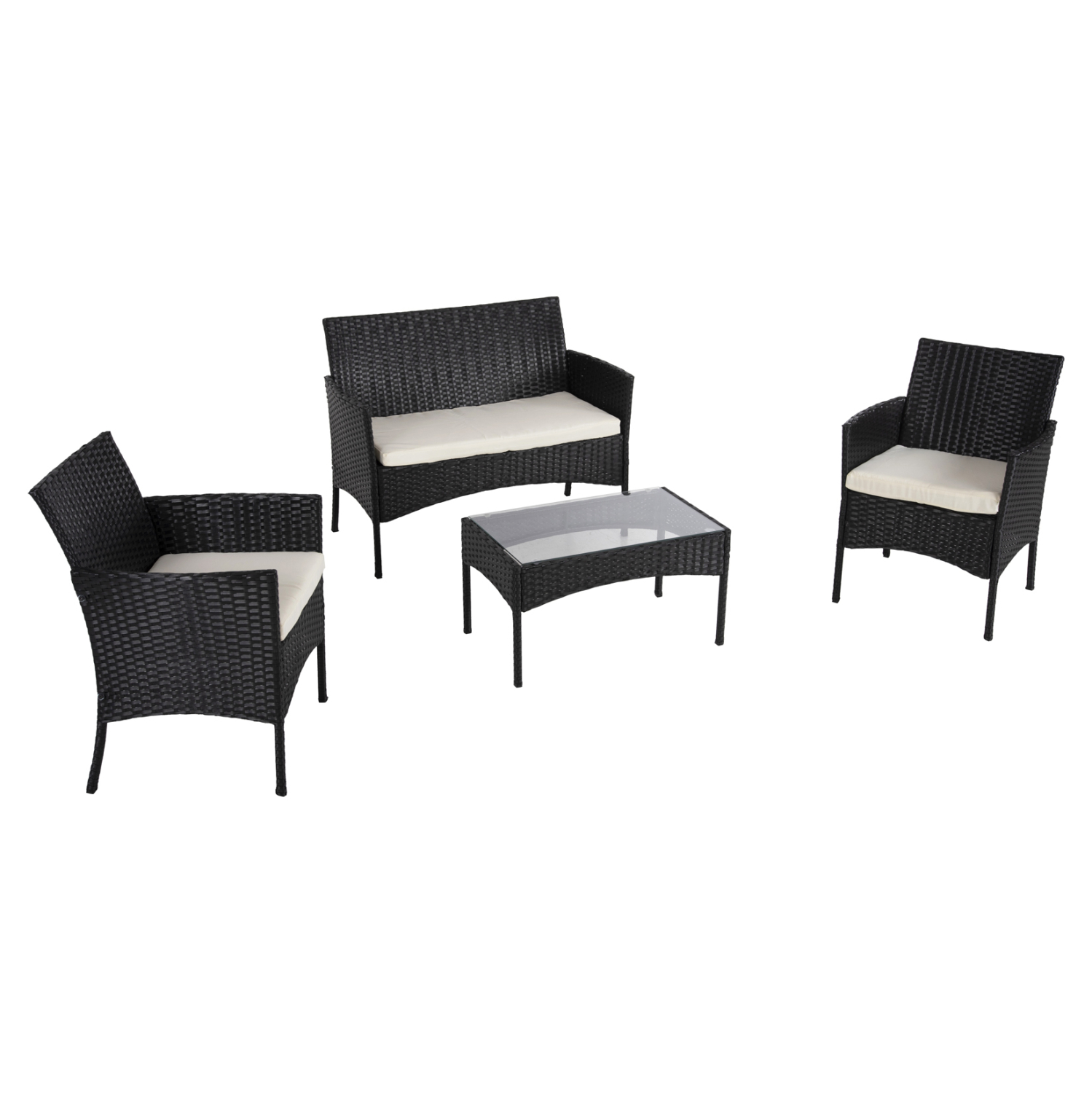 ΣΕΤ ΣΑΛΟΝΙ 4ΤΜΧ STASIA HM6089.04 ΣΥΝΘ.RATTAN ΜΑΥΡΟ-ΜΠΕΖ ΜΑΞΙΛΑΡΙΑ 5