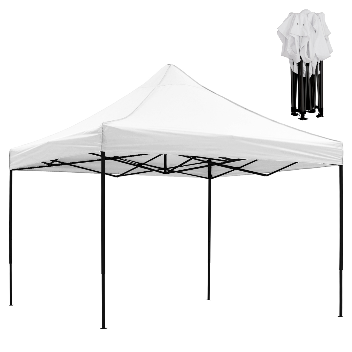 ΚΙΟΣΚΙ/GAZEBO MATTHEW ΠΤΥΣΣΟΜΕΝΟ-ΣΚΕΛΕΤΟΣ ΜΕΤΑΛ.ΜΑΥΡΟΣ-ΛΕΥΚΟ ΥΦΑΣΜΑ 3x3x3,10Yμ 1