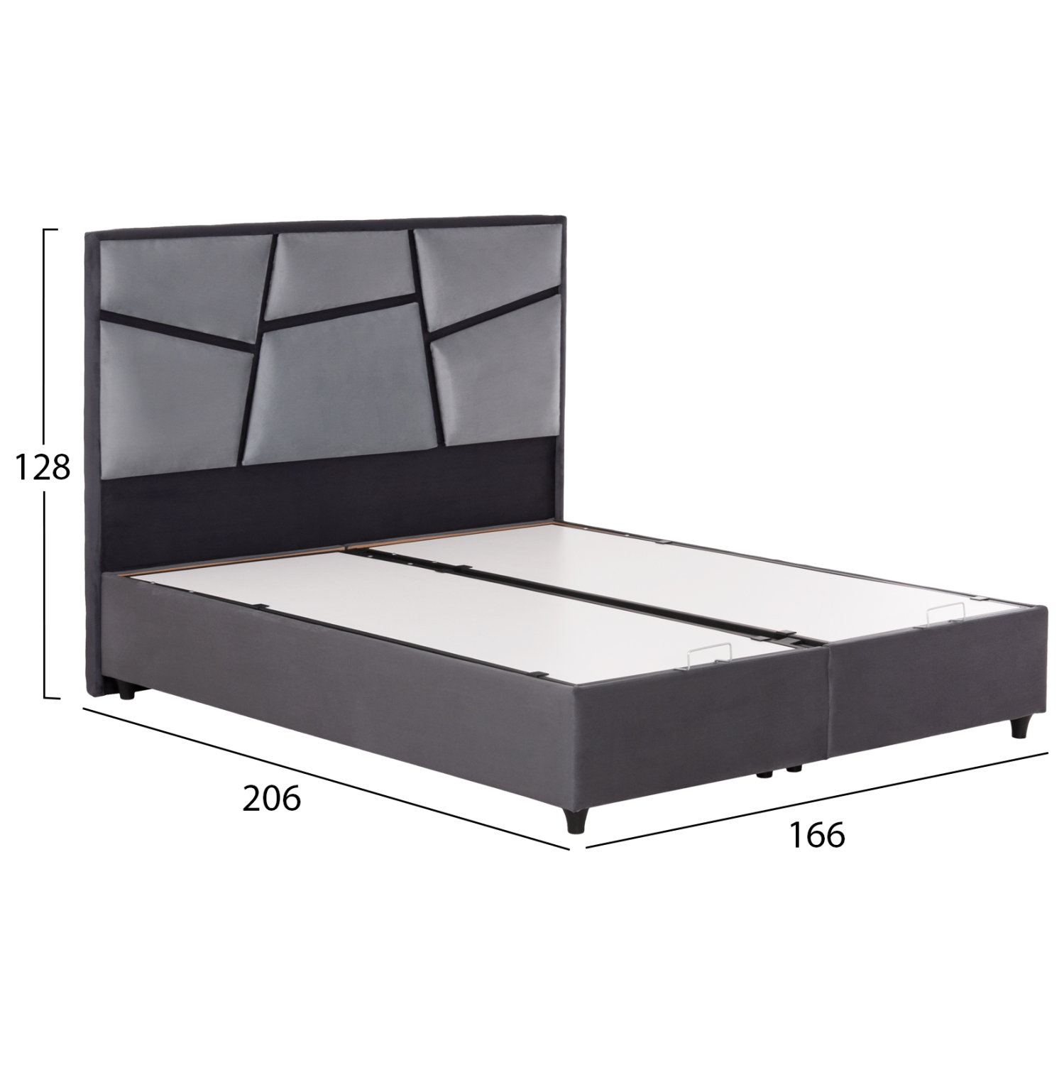 ΚΡEΒΑΤΙ ΜΕ ΑΠΟΘΗΚΕΥΤΙΚΟ ΧΩΡΟ IRIDA ΓΚΡΙ ΒΕΛΟΥΔΟ ΓΙΑ ΣΤΡΩΜΑ 160x200εκ. 3