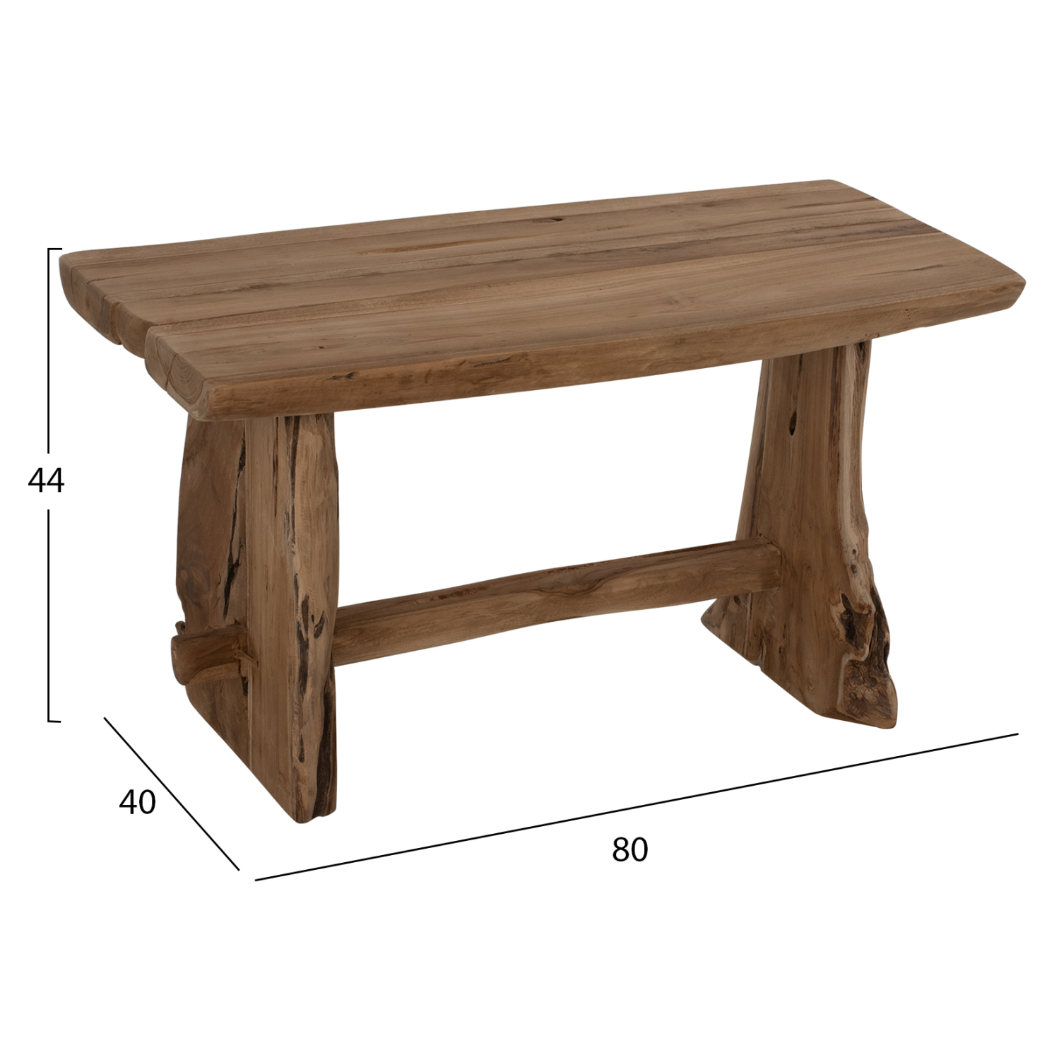 ΠΑΓΚΑΚΙ YEDI ΑΠΟ ΜΑΣΙΦ ΞΥΛΟ TEAK ΦΥΣΙΚΟ 80X40X44Y εκ. 2