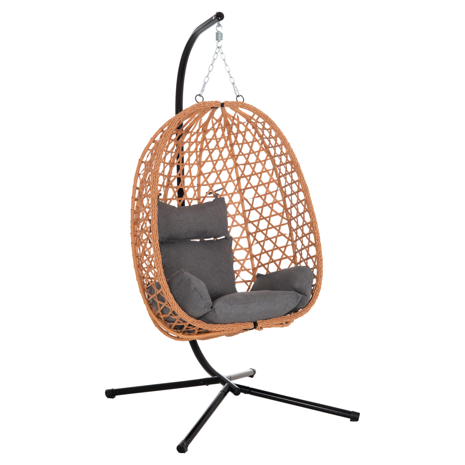 ΚΡΕΜΑΣΤΗ ΦΩΛΙΑ NESTA ΜΑΥΡΟ ΜΕΤΑΛΛΟ--ΚΑΦΕ P.E.RATTAN 100x100x190Υεκ. 1