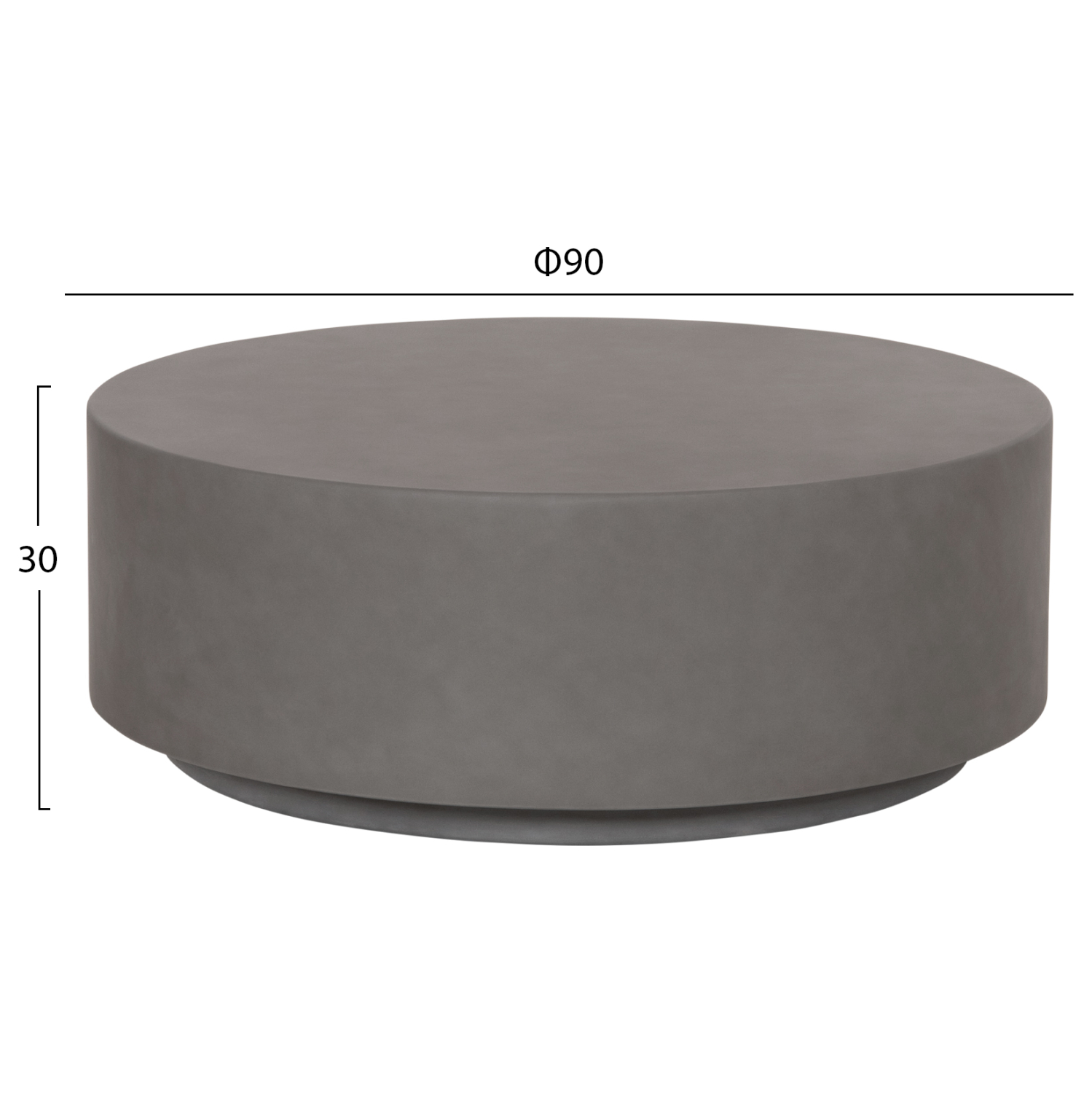 ΤΡΑΠΕΖΙ ΜΕΣΗΣ ΣΤΡΟΓΓΥΛΟ KYOKO ΓΚΡΙ FIBER CEMENT Φ90x34Υεκ. 2