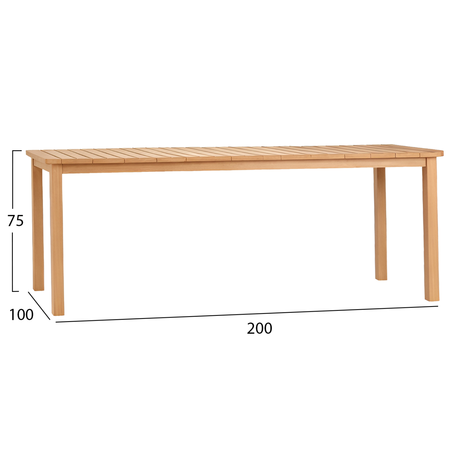 ΤΡΑΠΕΖΙ ΟΡΘΟΓΩΝΙΟ FINTO ΞΥΛΟ TEAK--ΦΥΣΙΚΟ 200x100x75Υεκ. 2