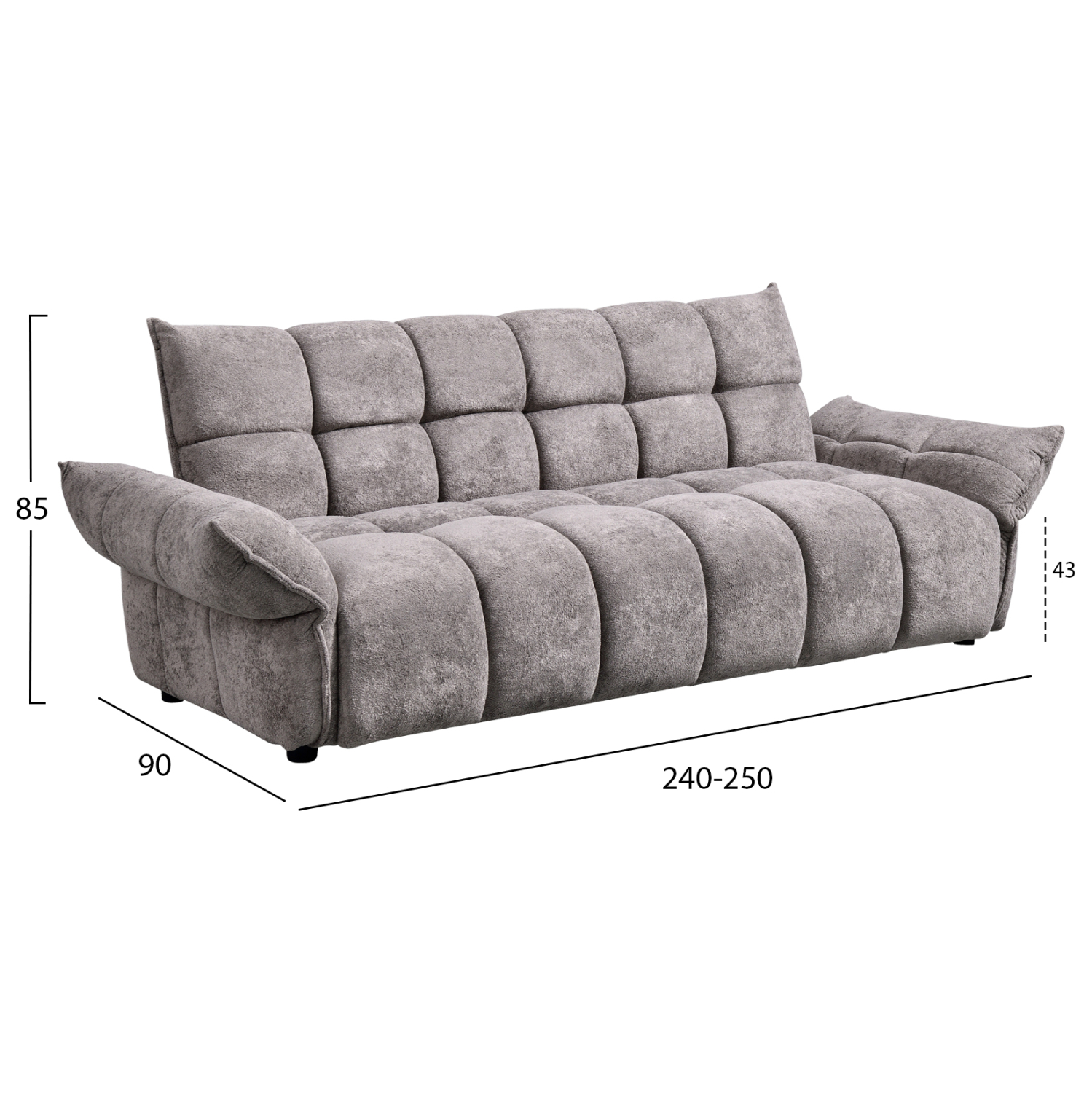 ΚΑΝΑΠΕΣ ΚΡΕΒΑΤΙ MELU ΓΚΡΙ ΥΦΑΣΜΑ--ΚΑΘΙΣΜΑ POCKET SPRINGS 240-250x90x85Υεκ. 2