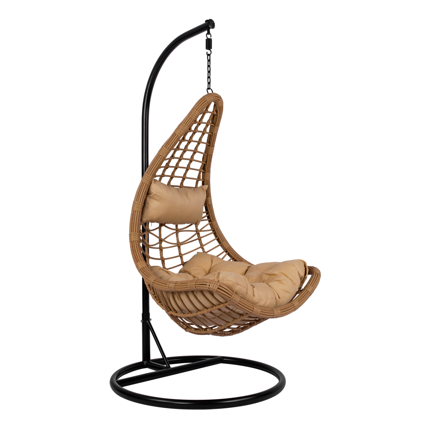 ΚΡΕΜΑΣΤΗ ΦΩΛΙΑ LUCIA ΜΕ WICKER&ΜΑΞΙΛΑΡΙΑ ΜΠΕΖ-ΜΑΥΡΟ ΜΕΤΑΛΛΟ Φ95Χ195Υεκ. 1