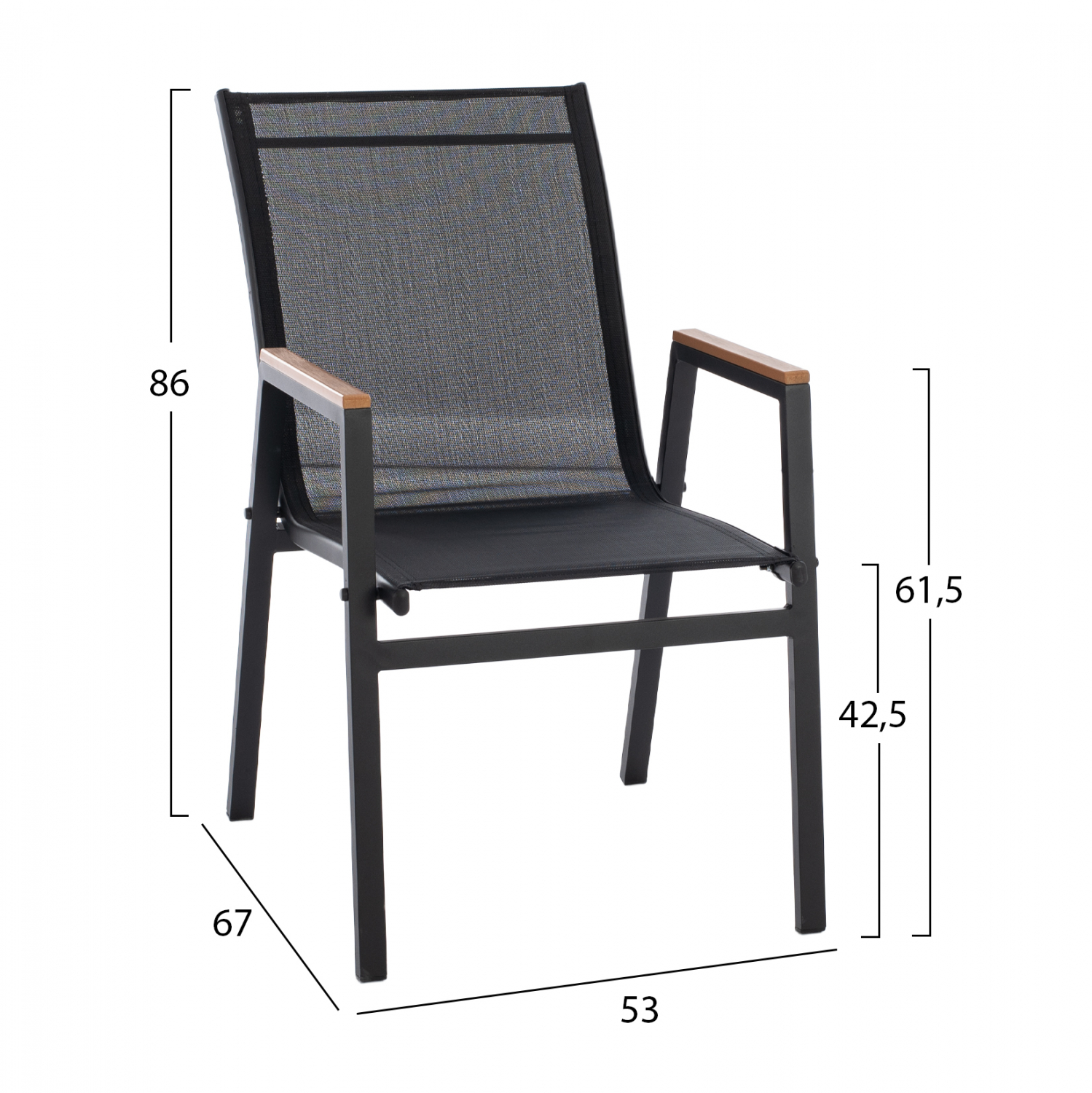 ΠΟΛΥΘΡΟΝΑ ΑΛΟΥΜΙΝΙΟΥ SHYLA ΜΑΥΡΗ ΜΕ TEXTILENE ΜΑΥΡΟ & POLYWOOD 53x67x86 εκ. 2