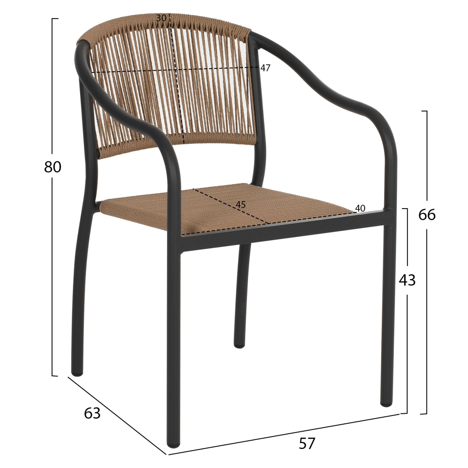 ΠΟΛΥΘΡΟΝΑ ΑΛΟΥΜΙΝΙΟΥ ΑΝΘΡΑΚΙ ΜΕ ΣΧΟΙΝΙ PE WICKER 57x63x80 εκ. 2