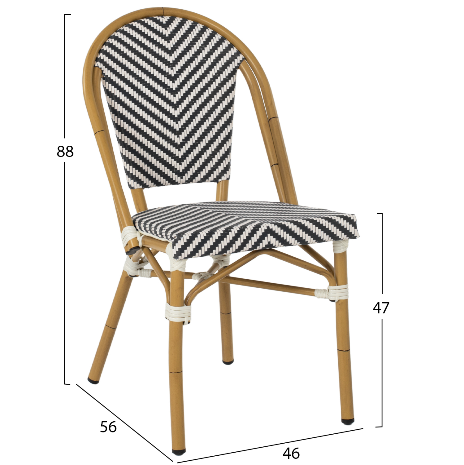 ΚΑΡΕΚΛΑ BAMBOO LOOK ΜΑΥΡΟ-ΛΕΥΚΟ 46x56x88Y εκ. 2