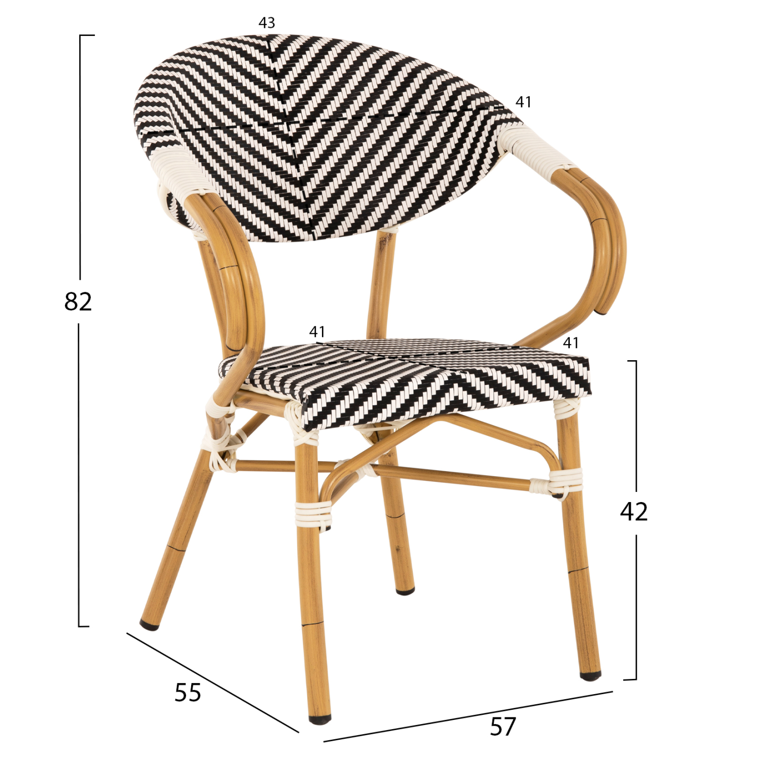 ΠΟΛΥΘΡΟΝΑ BAMBOO LOOK ΜΑΥΡΟ-ΛΕΥΚΟ 57x55x82 εκ. 2