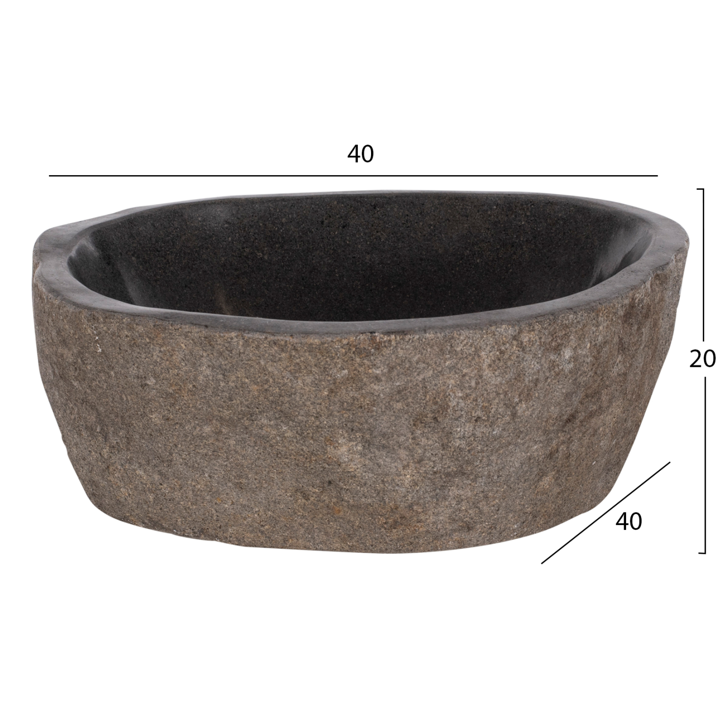 ΝΙΠΤΗΡΑΣ STONE SINK ΛΑΞΕΥΜΕΝΗ ΠΕΤΡΑ ΓΚΡΙ ΧΡΩΜΑ 40x40x20Yεκ. 2