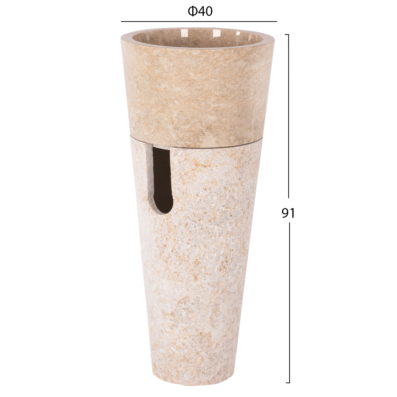 ΝΙΠΤΗΡΑΣ ΜΑΡΜΑΡΙΝΟΣ CONE SINK CREME WHITE Φ40x90Y εκ. 2