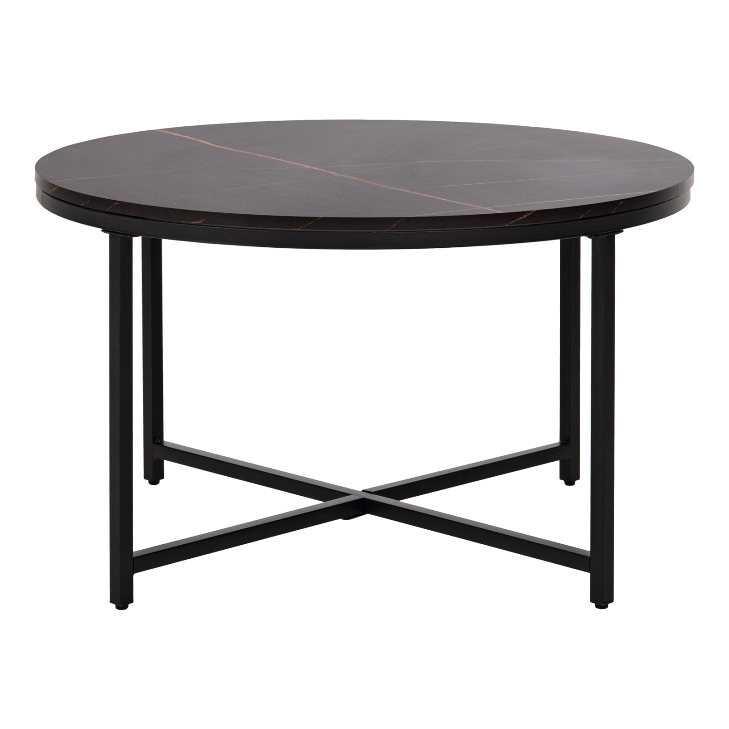 ΤΡΑΠΕΖΙ ΣΑΛΟΝΙΟΥ BLACK MARBLE ΜΕΛΑΜΙΝΗ-ΜΑΥΡΗ ΜΕΤΑΛΛΙΚΗ ΒΑΣΗ Φ80x48,5Yεκ. 3