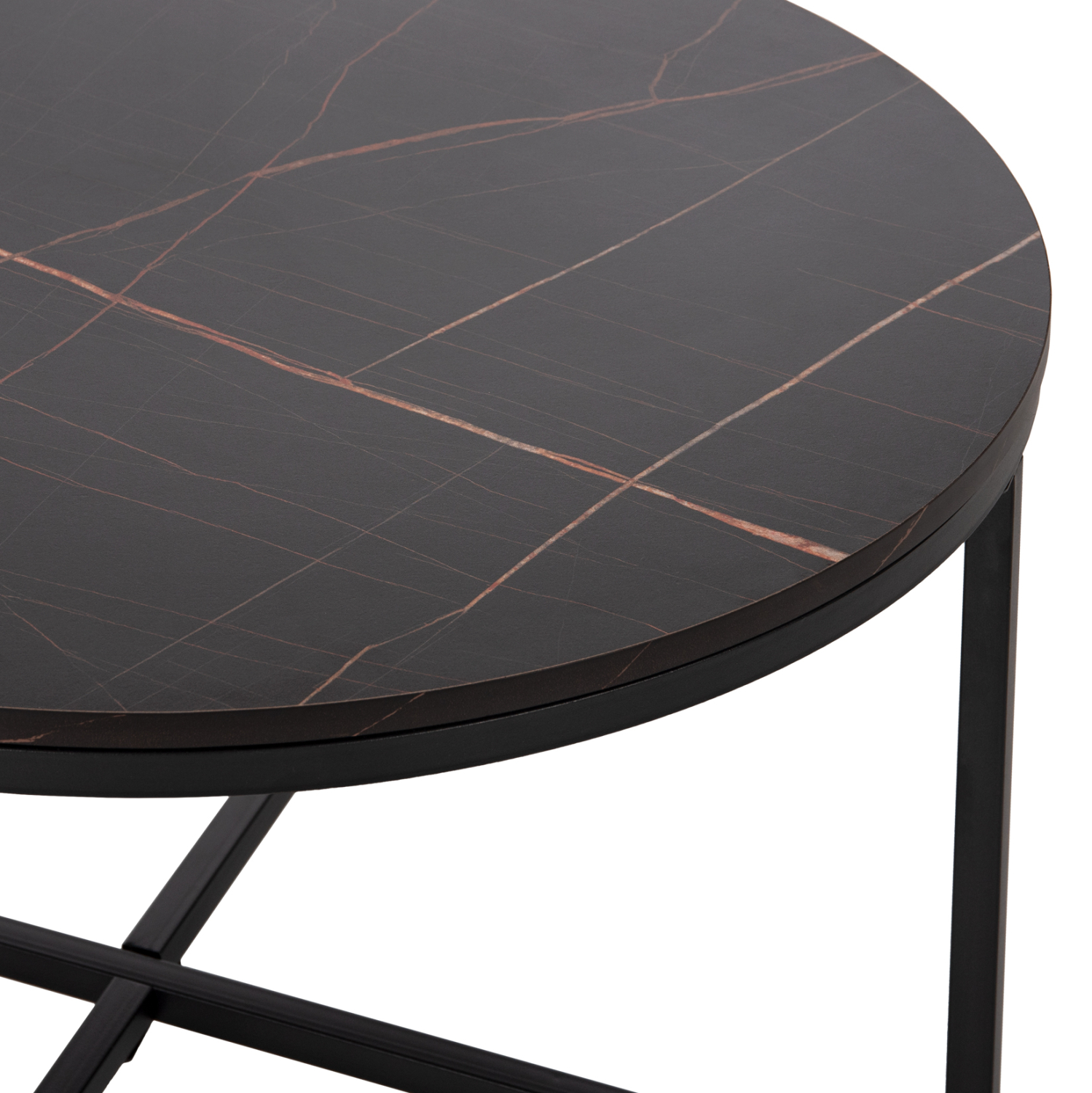 ΤΡΑΠΕΖΙ ΣΑΛΟΝΙΟΥ BLACK MARBLE ΜΕΛΑΜΙΝΗ-ΜΑΥΡΗ ΜΕΤΑΛΛΙΚΗ ΒΑΣΗ Φ80x48,5Yεκ. 5