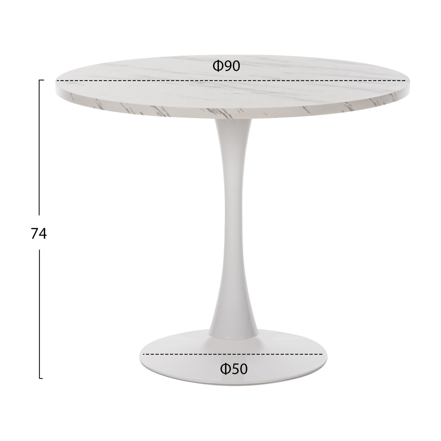 ΤΡΑΠΕΖΙ ΤΡΑΠΕΖΑΡΙΑΣ ROLLO ΣΤΡΟΓΓΥΛΟ WHITE MARBLE Φ90x74Y εκ. 2