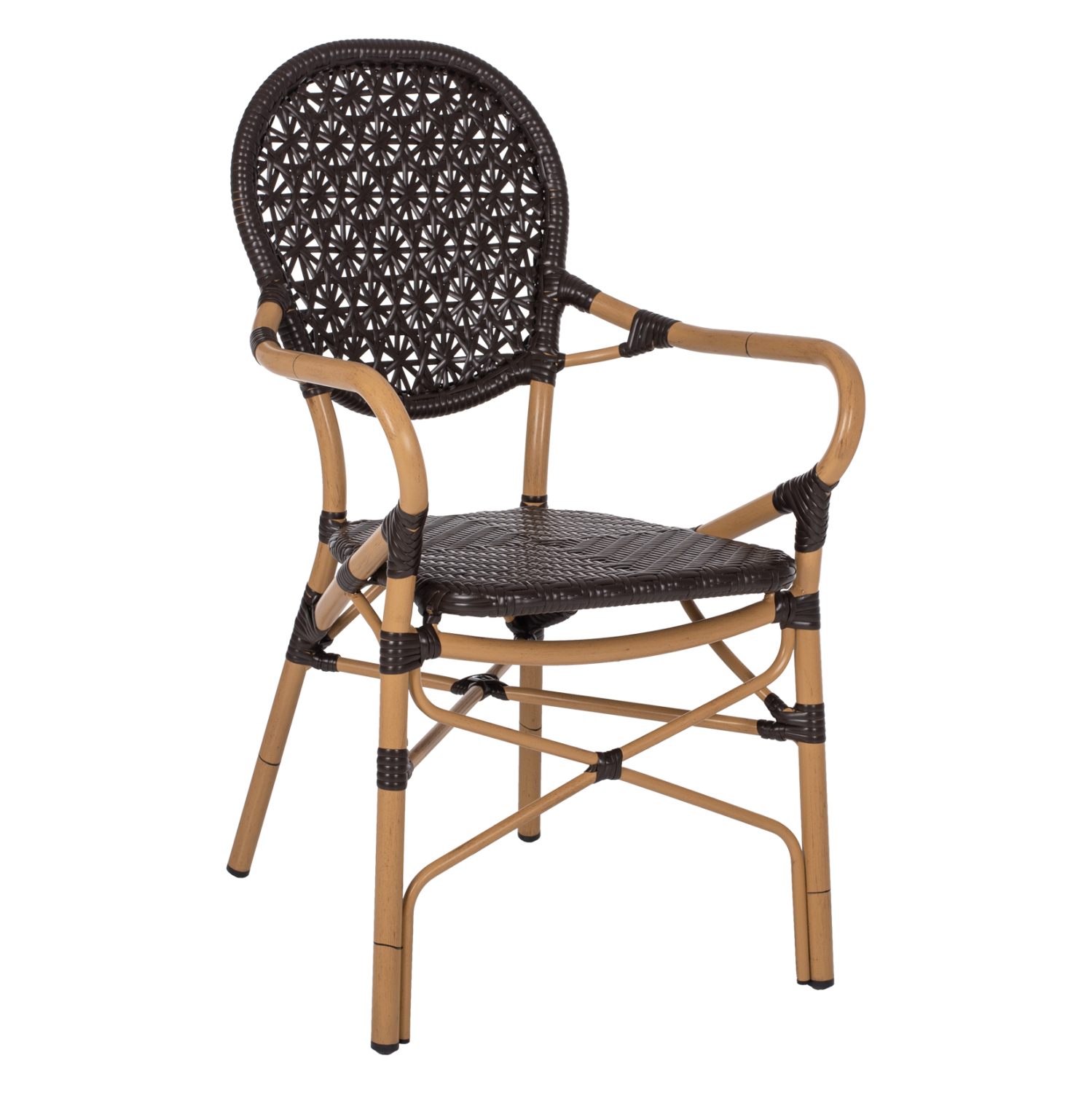 ΠΟΛΥΘΡΟΝΑ ΑΛΟΥΜΙΝΙΟΥ BAMBOO LOOK ΚΑΦΕ ΚΑΙ ΚΑΦΕ PE RATTAN 56x62x95Yεκ. 1