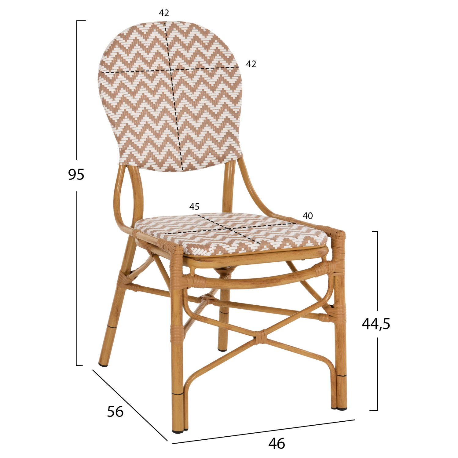 ΚΑΡΕΚΛΑ ΑΛΟΥΜΙΝΙΟΥ BAMBOO LOOK ΦΥΣΙΚΟ - ΛΕΥΚΟ 46x56x95Yεκ. 2