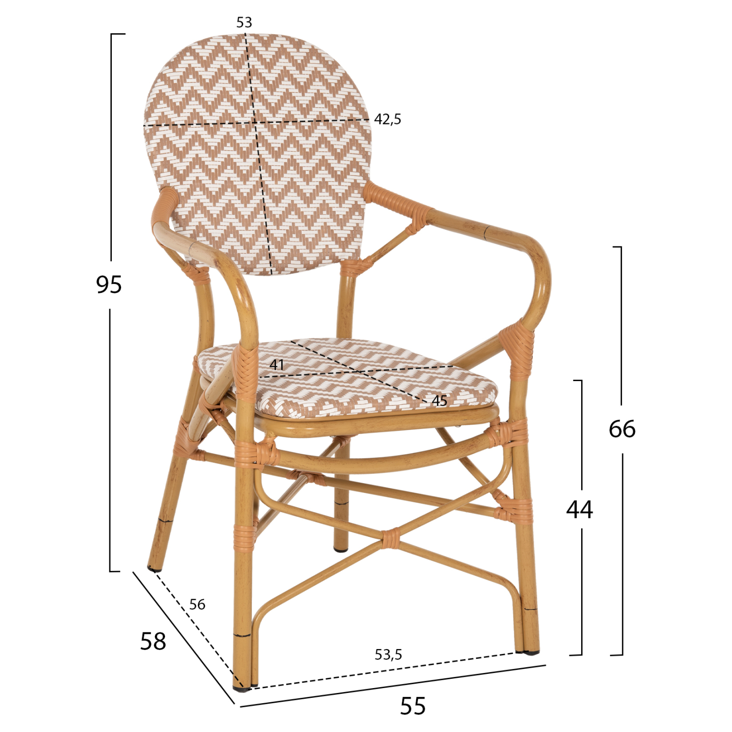 ΠΟΛΥΘΡΟΝΑ ΑΛΟΥΜΙΝΙΟΥ BAMBOO LOOK ΦΥΣΙΚΟ - ΛΕΥΚΟ 55x58x95 εκ. 2