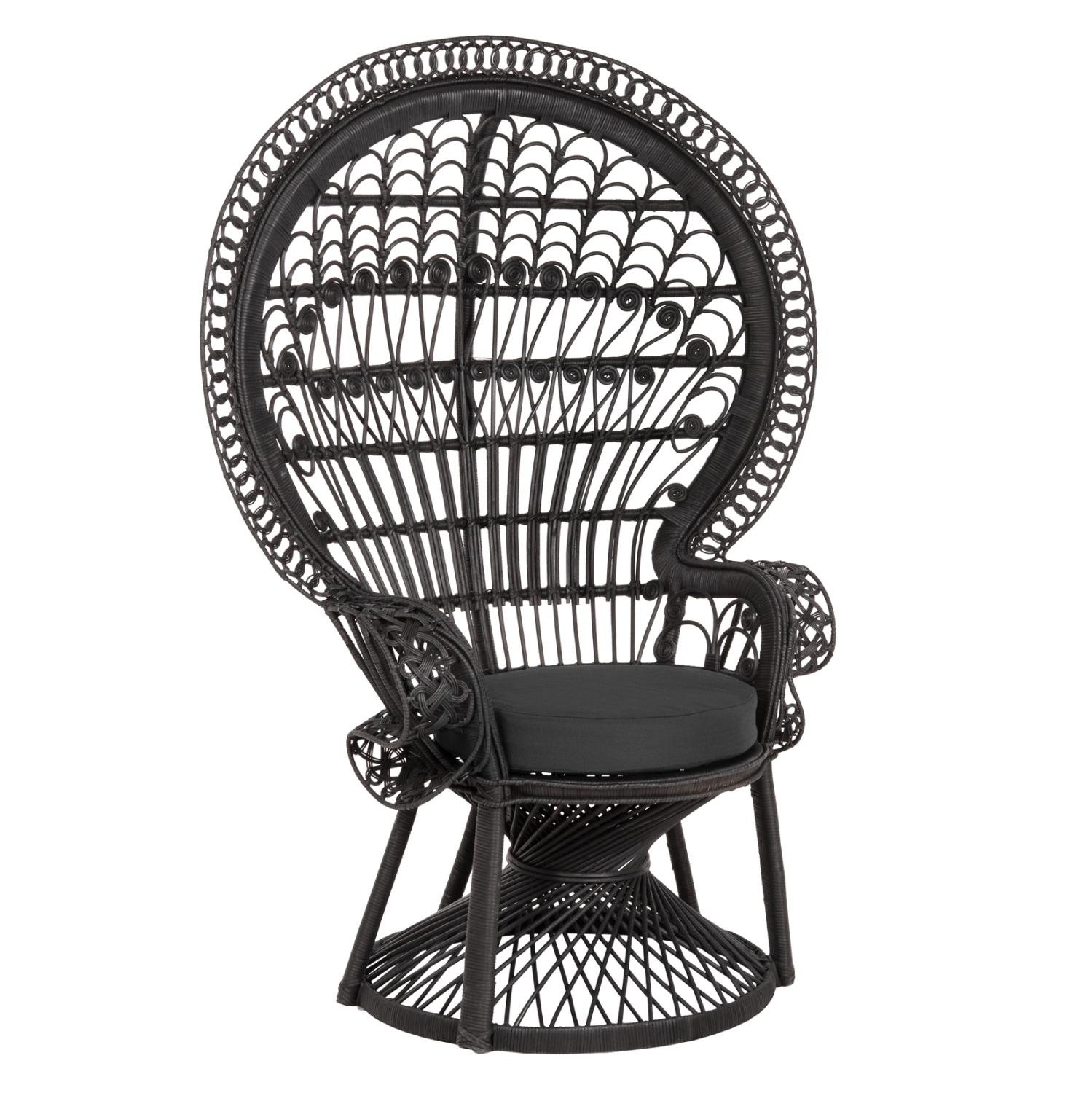 ΠΟΛΥΘΡΟΝΑ ROYAL PEACOCK HM9342.03 RATTAN ΜΑΥΡΟ-ΜΑΞΙΛΑΡΙ ΜΑΥΡΟ 114x72x150Yεκ. 1