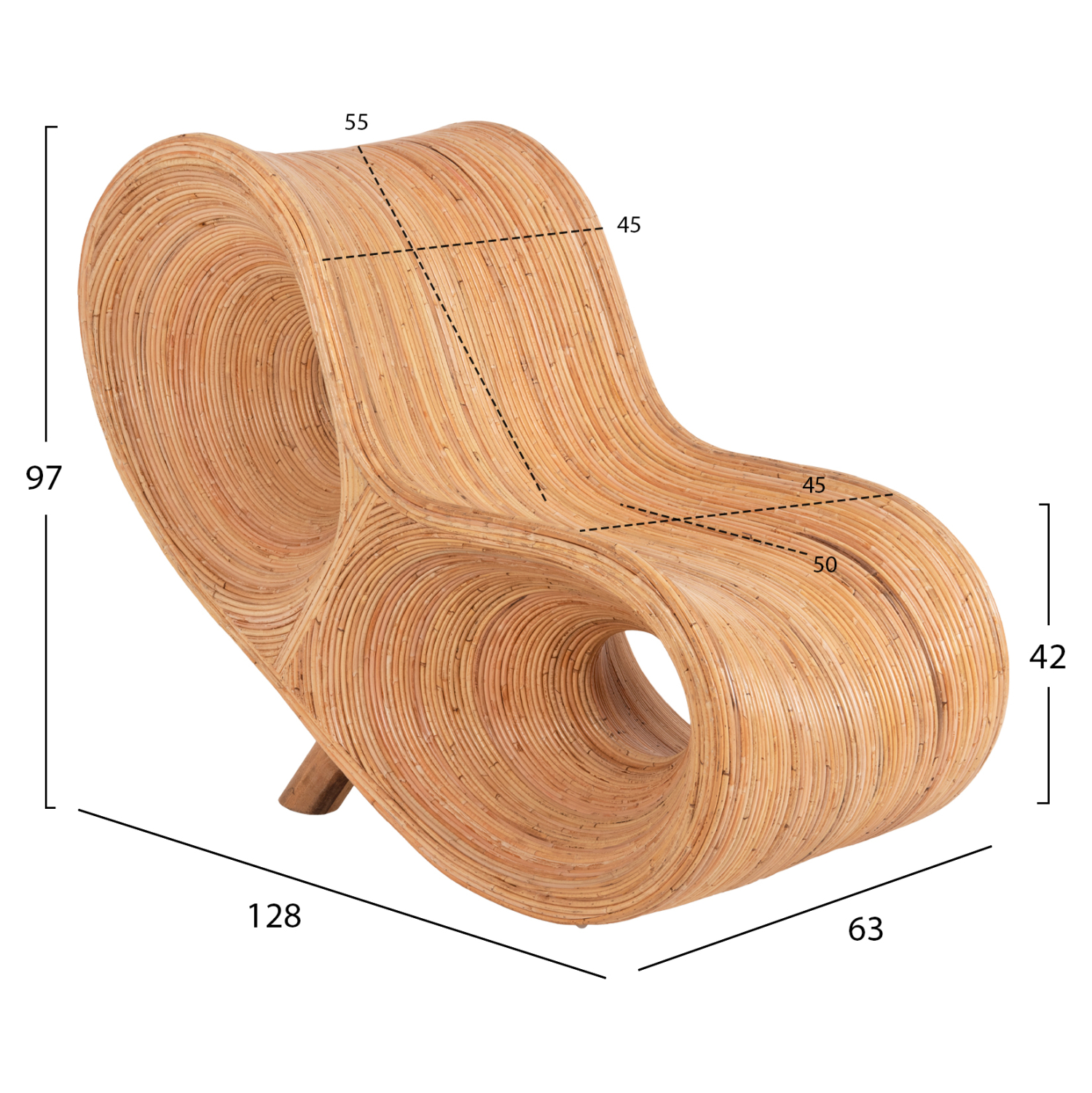 ΠΟΛΥΘΡΟΝΑ CURVY LOUNGE HM9645.01 ΑΠΟ RATTAN ΣΕ ΦΥΣΙΚΗ ΑΠΟΧΡΩΣΗ 63x128x97Y εκ. 2