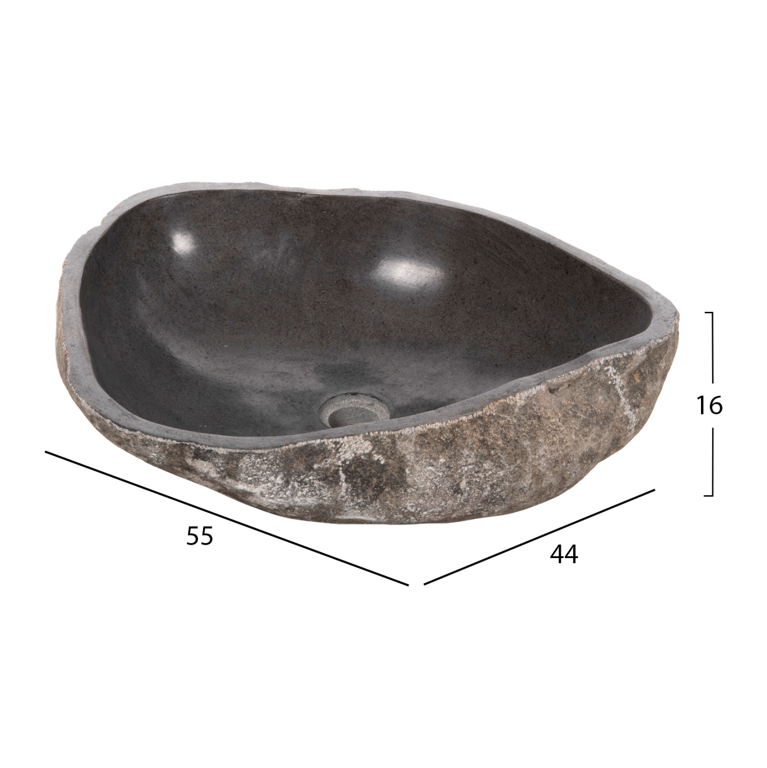 ΝΙΠΤΗΡΑΣ STONE SINK ΛΑΞΕΥΜΕΝΗ ΠΕΤΡΑ ΓΚΡΙ ΑΠΟΧΡΩΣΗ 55x44x16Υ εκ. 2
