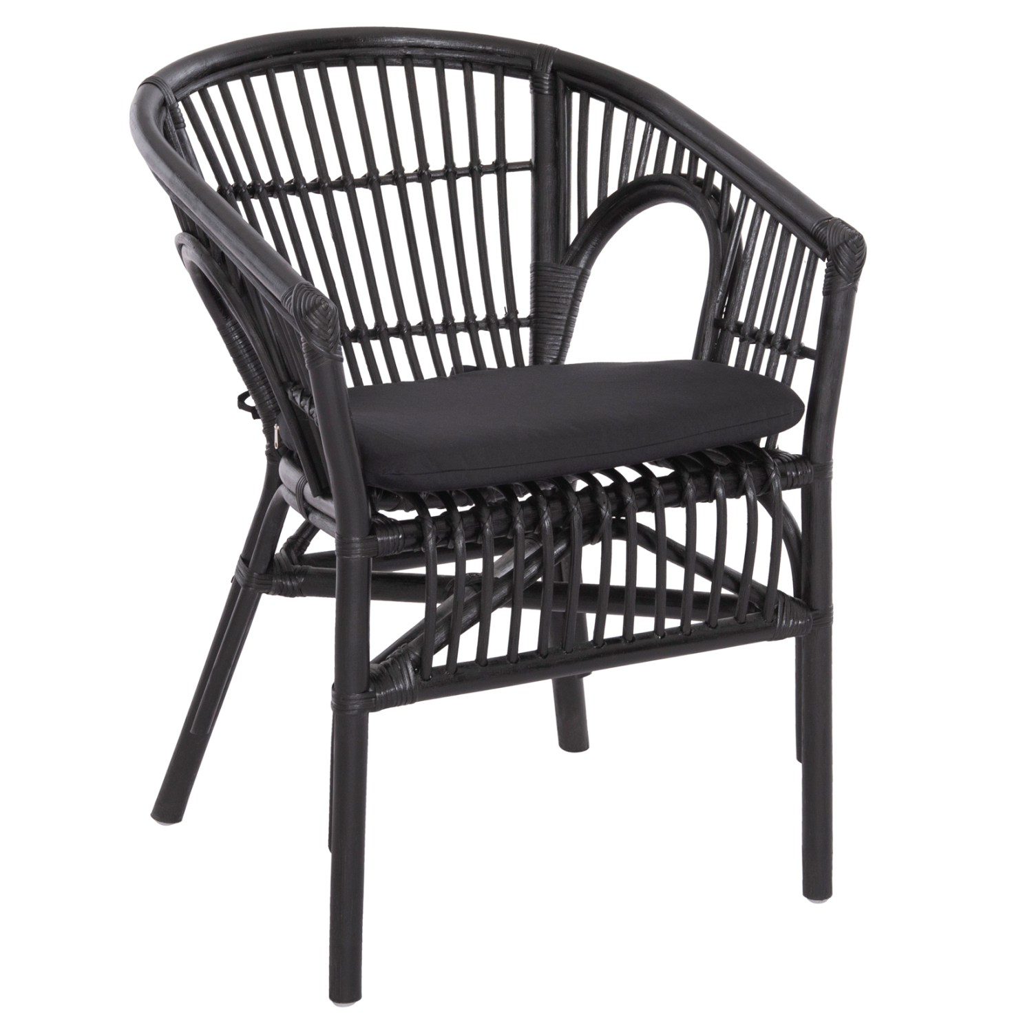 ΠΟΛΥΘΡΟΝΑ DAMPAR RATTAN & ΜΑΞΙΛΑΡΙ ΣΕ ΜΑΥΡΟ 58x63x79Υεκ. 1