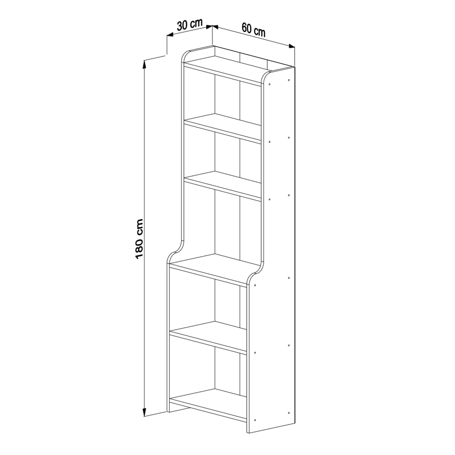 ΒΙΒΛΙΟΘΗΚΗ NEAT ΜΕΛΑΜΙΝΗ ΣΕ ΦΥΣΙΚΟ ΧΡΩΜΑ ΞΥΛΟΥ 60x30x180Υεκ. 2